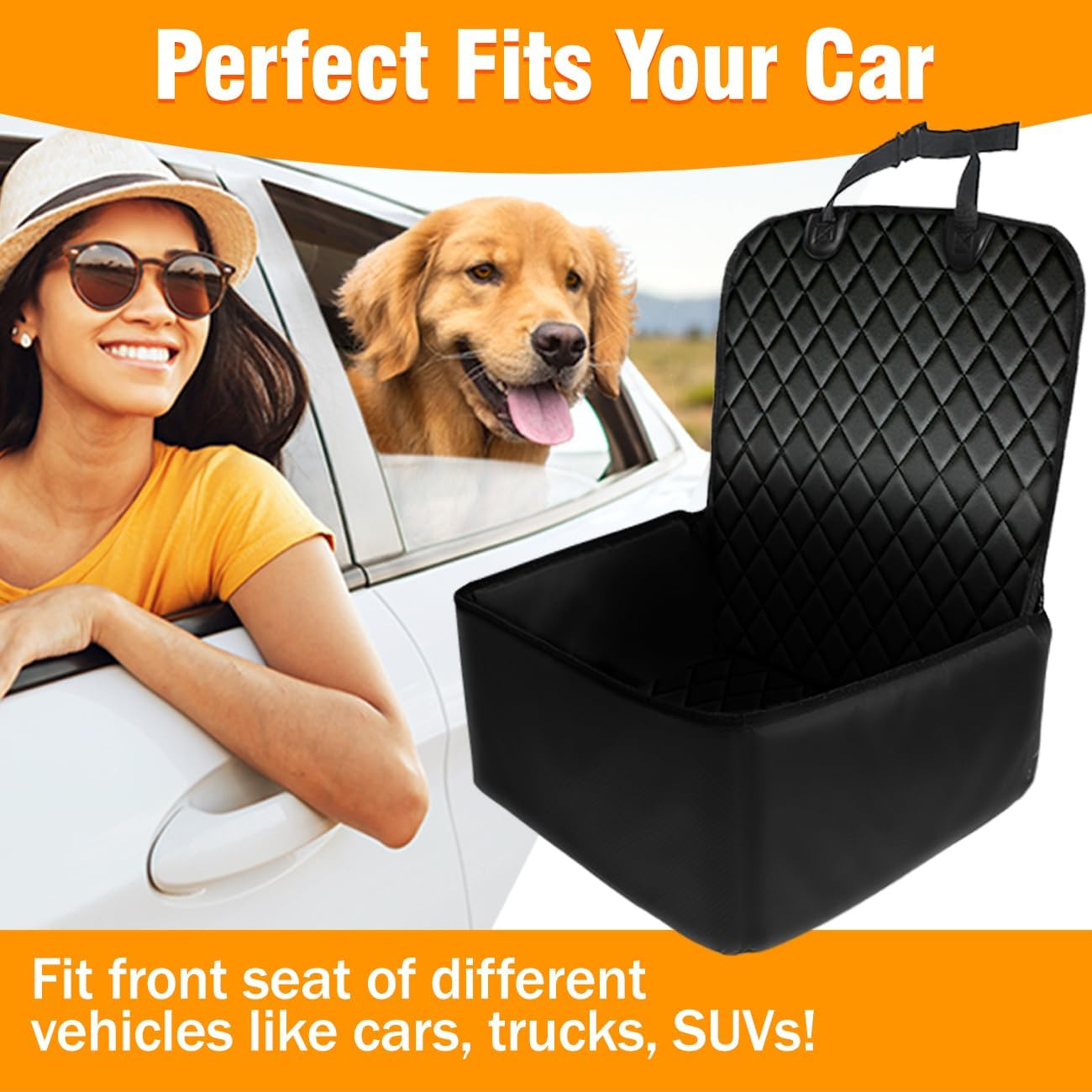 Dog Car Seat Cover, 45X58Cm Foldable Cover Vehicle Seat Protection, Dogs Cats Waterproof Pet Front Seat,Nonslip Pet Car Seat Protector Dog Seat Cover for Small and Medium Pets(Black) image number 1