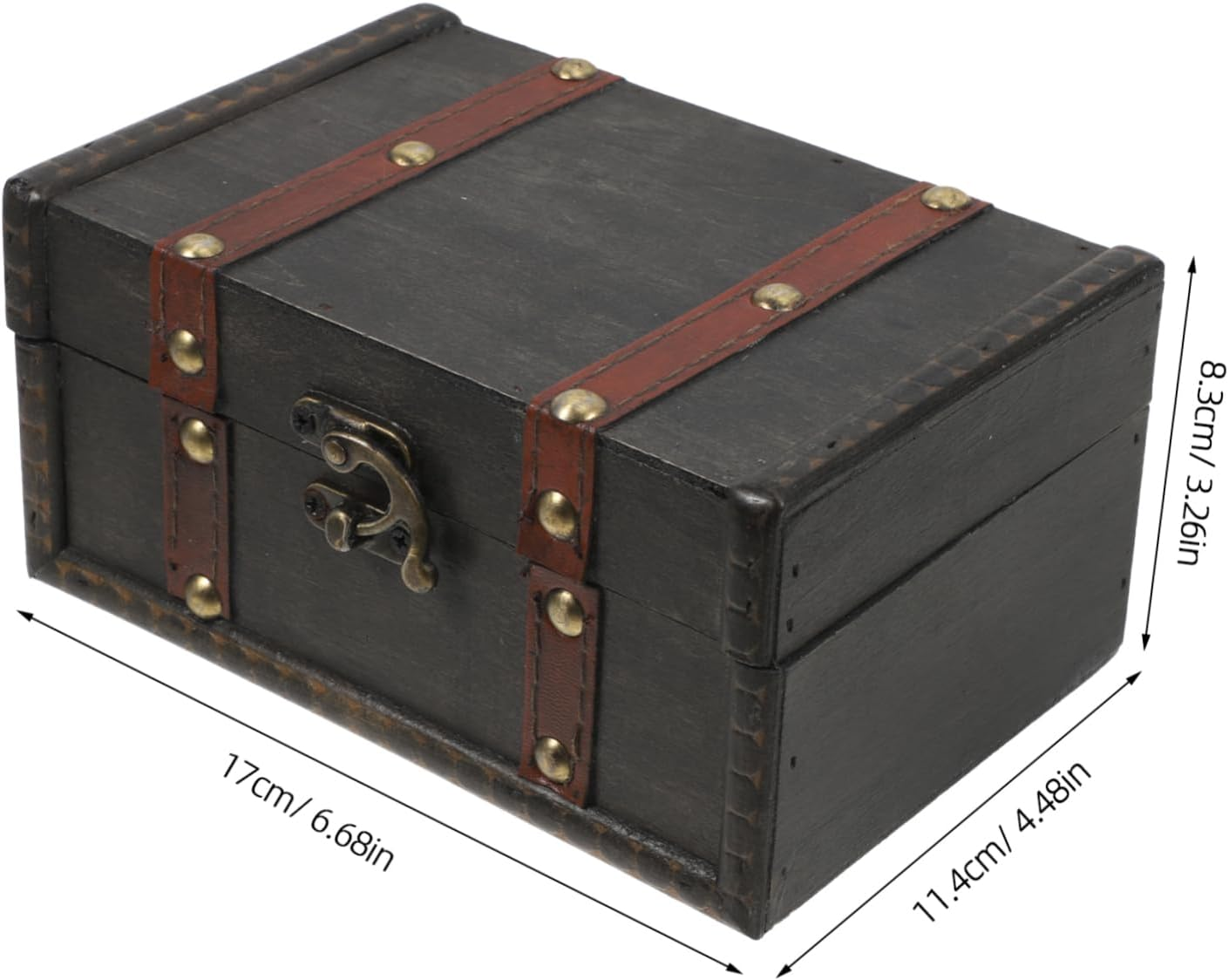 HOMSFOU Small Wooden Treasure Chest with Lid Vintage Decorative Keepsake Box for Home Decor Engaging Lock Mechanism Retro Wood Storage for Jewelry and Treasures image number 6
