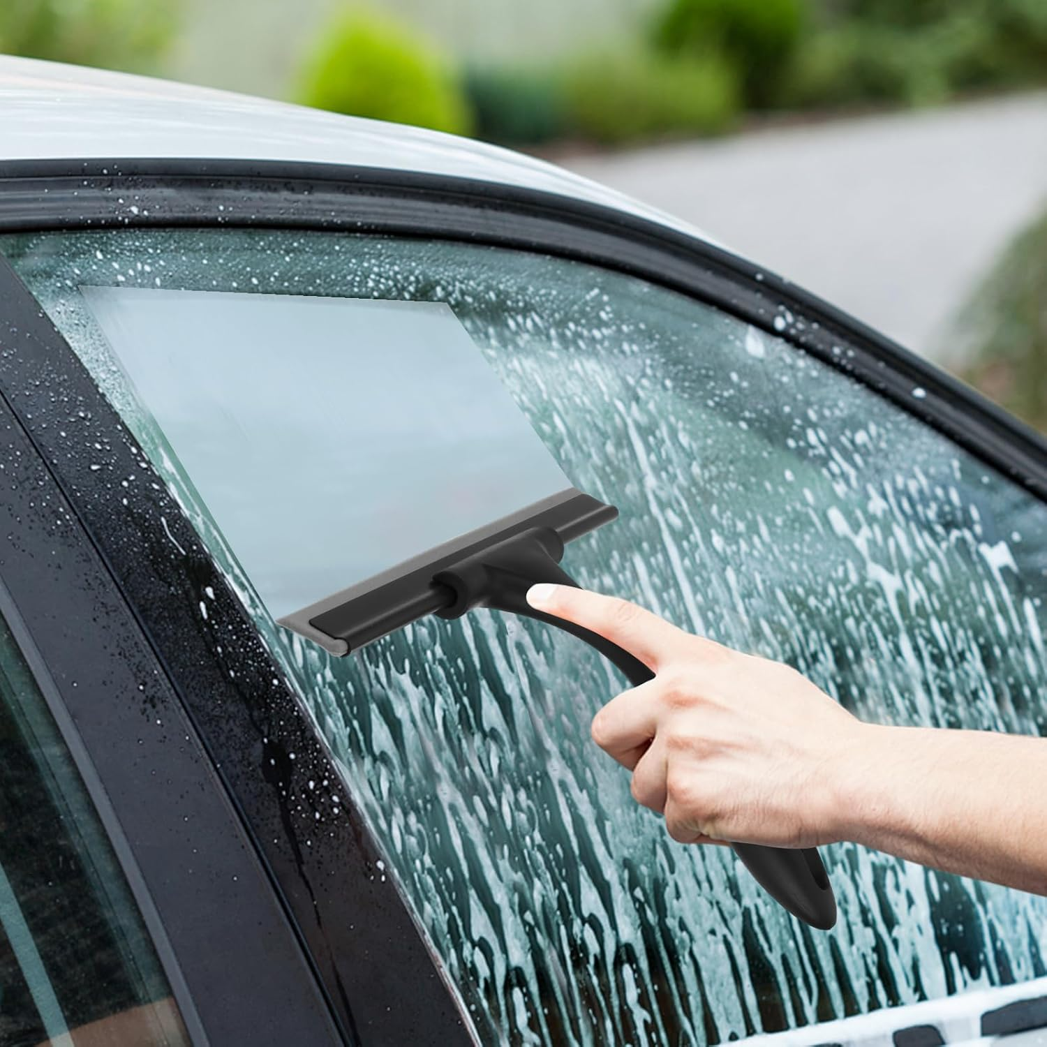 Setsail Squeegee for Shower Glass Door Stainless Steel Shower Squeegee for Glass Doors All-Purpose Window Squeegee for Tile Shower Walls, Sink, Mirror, Bathroom, Car Window Cleaning 10 Inches image number 6