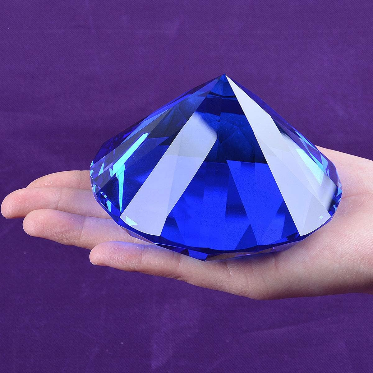 Blue Crystal Glass Diamond Shaped Decoration 80Mm Jewel Paperweight - Green image number 7