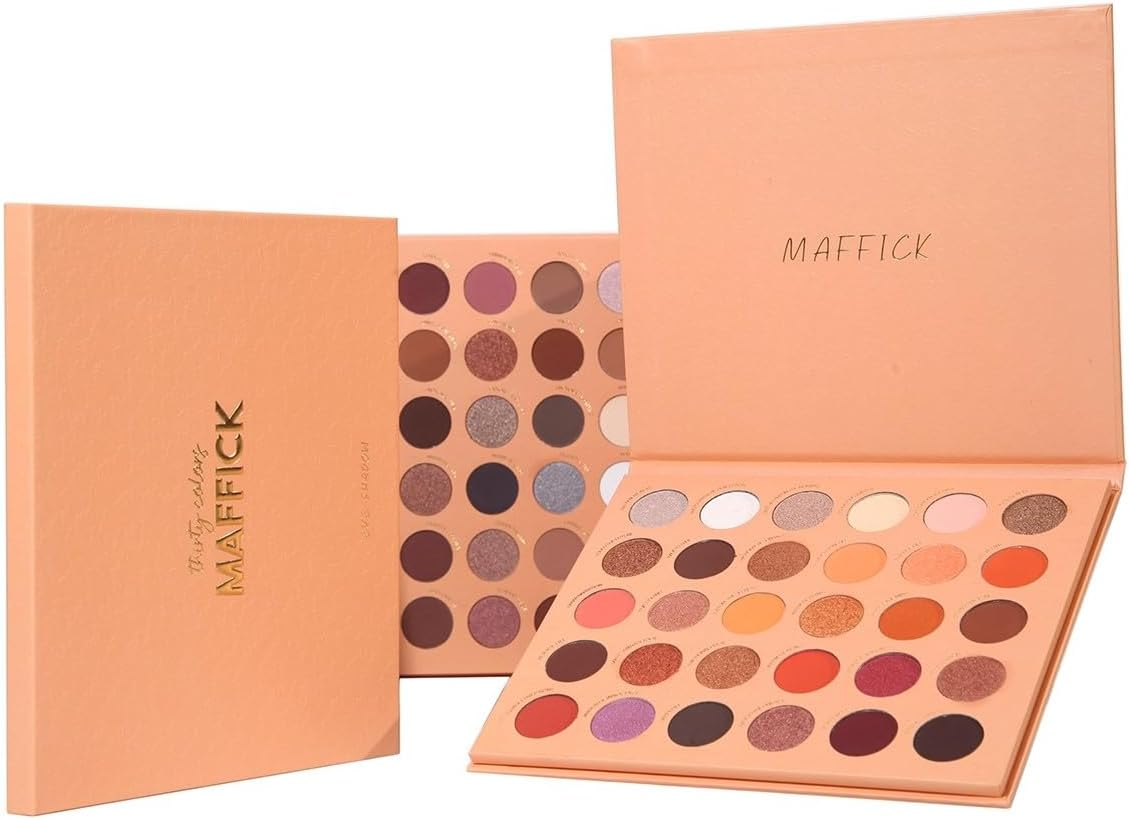 Maffick 30 Color Shadow Palette- Black Smoky Makeup with Shimmering Pearl Eyeshadow for a Radiant, Dramatic Look (03)