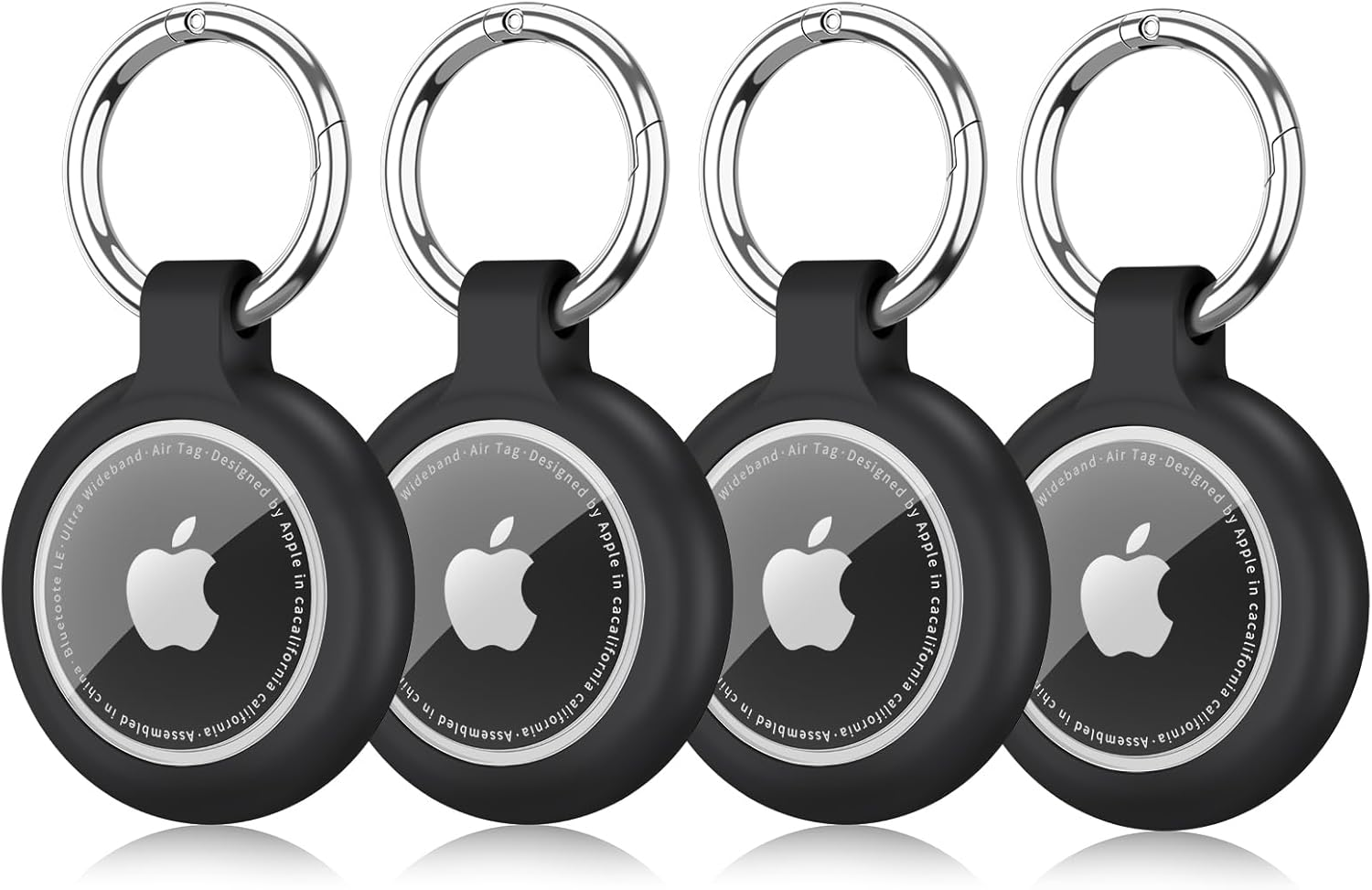 【4 Pack】 for Airtag Holder with Keychain, Upgrade Waterproof Silicone Airtags Key Ring Protective Case Cover Compatible for Apple Air Tag GPS Item Finders Accessories