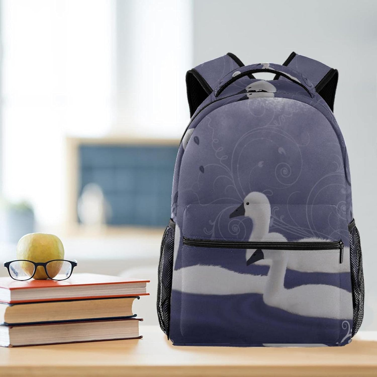 Swan River Pond Birds Backpack Students Shoulder Bags Travel Bag College School Tote Backpacks image number 2