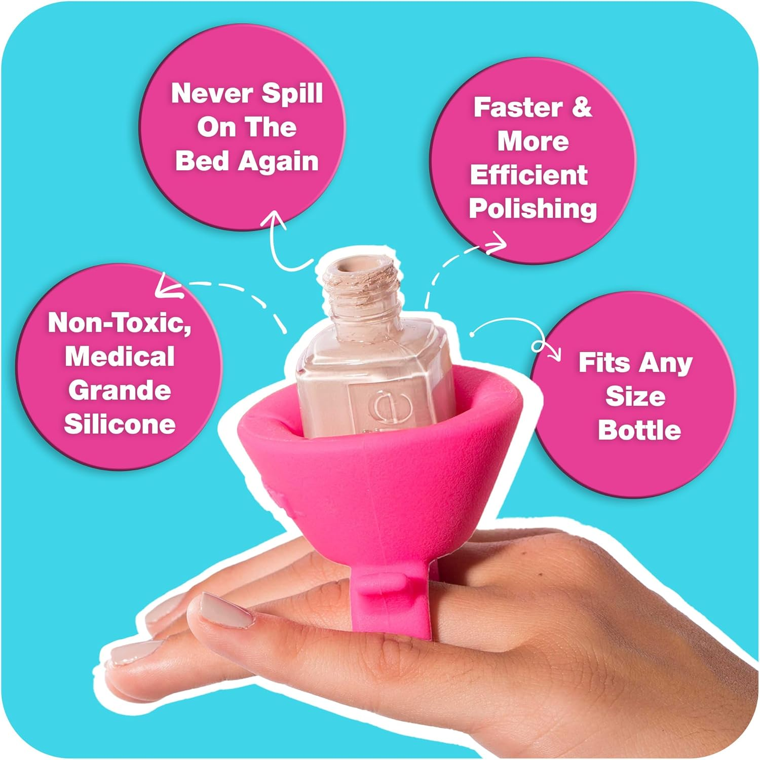 Tweexy - the Original Wearable Nail Polish Bottle Holder - Bonbon Pink - Isl/Blue image number 3