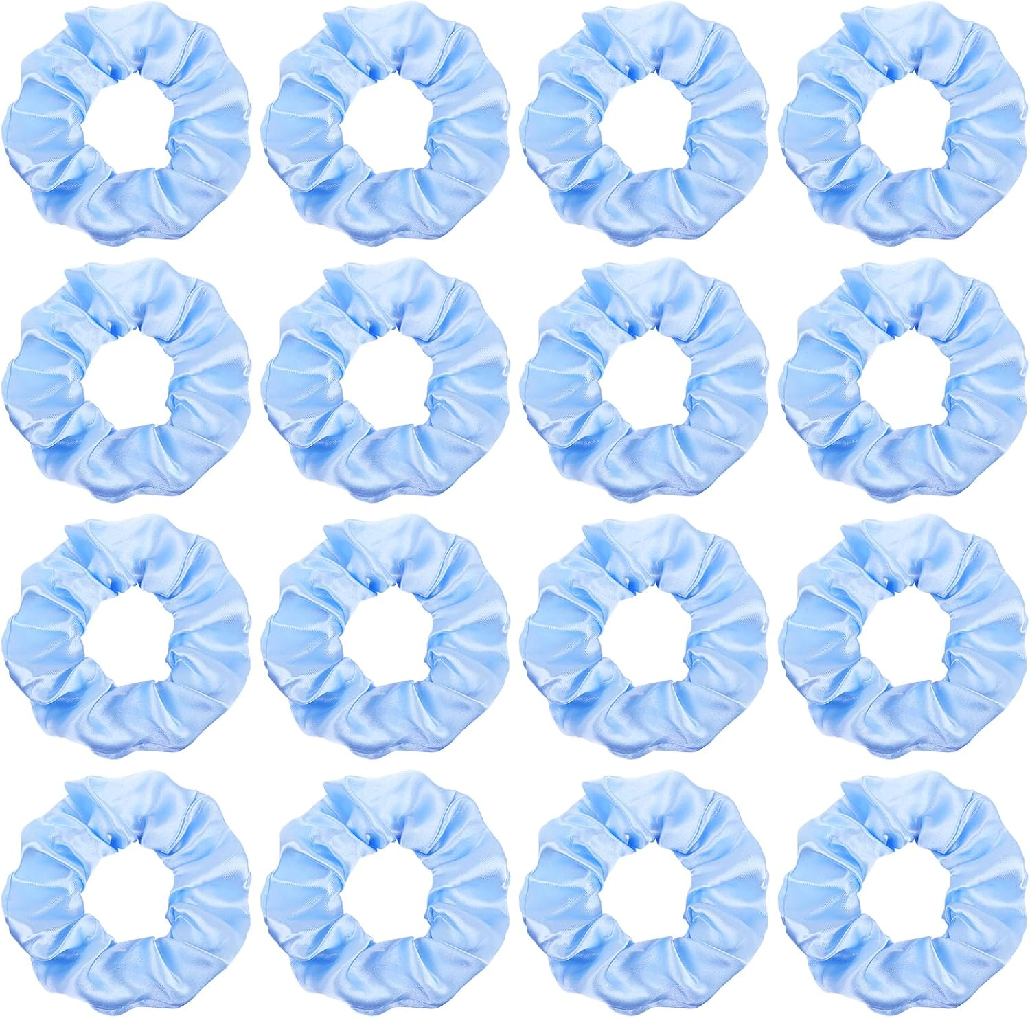 16 Pacs Satin Scrunchies Bridesmaid Proposal Gifts Hair Ties Scrunchies for Women Girls Bachelorette Party Favors (Light Blue) image number 4