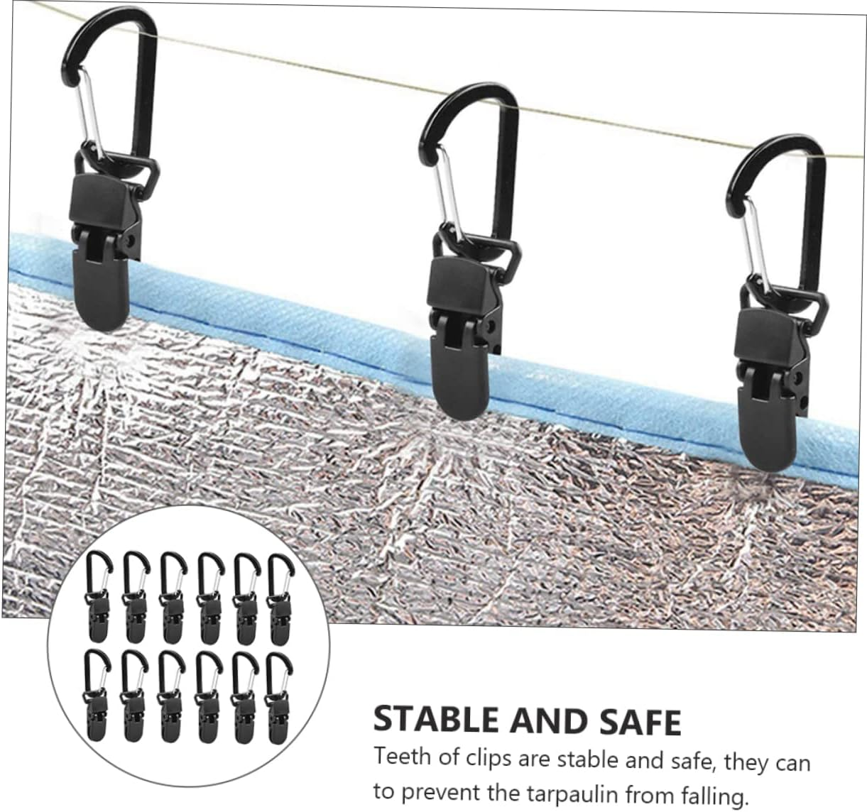 12 Pcs Heavy Duty Shade Sail Tarp Clips Secure Clamp Outdoor Camping Tent Hardware Kits for Canopy Awning Tarp Hold Down image number 6