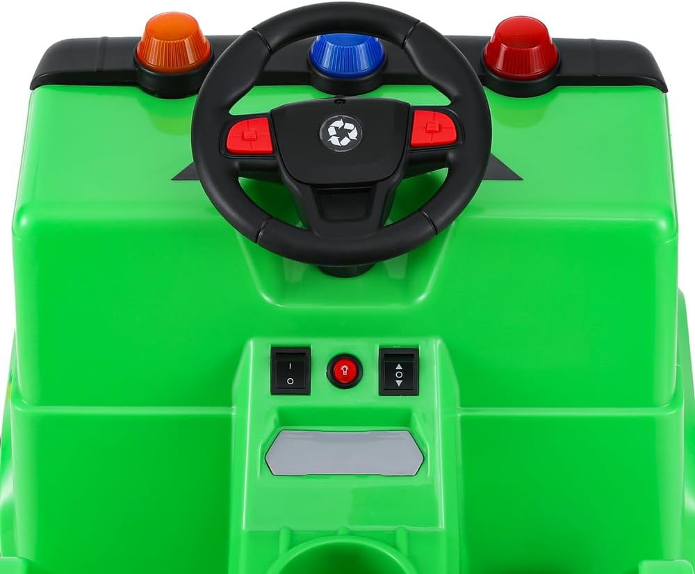 Rigo Kids Ride on Car Garbage Truck Police Light 12V Electric Toys Cars Green - Green image number 6