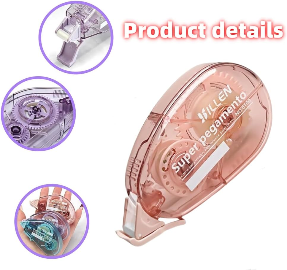 Sidoubleded Tape Roller Scrapbook,6 Pack Roll for Crafts, Roller Crafts, Double-Sided Tape Run, Scrapbooking, School Office Journal Supplies image number 3