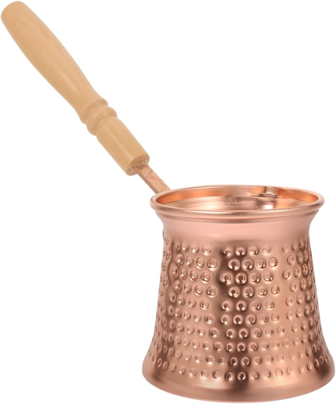 SOLUSTRE Turkish Coffee Pot 350Ml Copper Alloy Small Stovetop Ibrik Wood Handle Heat-Resistant Metal Beverage Pot for Espresso and Milk Steamer image number 4