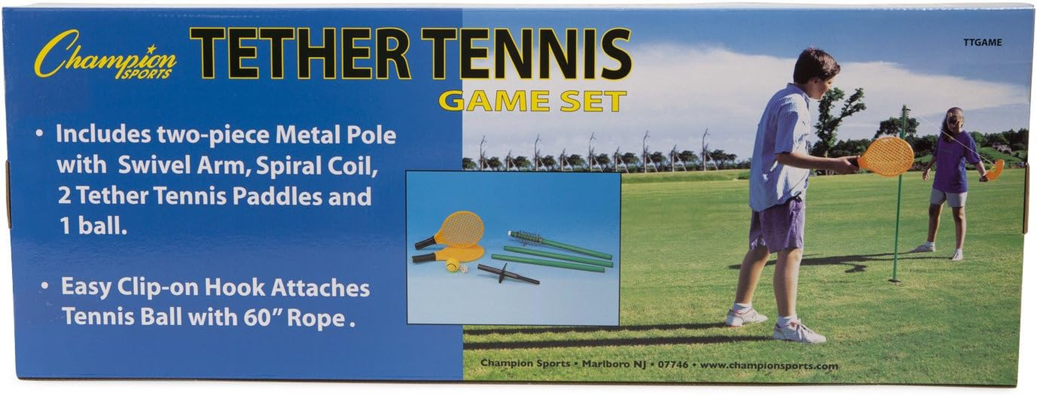 Champion Sports Portable Tetherball Set: Classic Backyard Lawn Beach and Pool Party Game Includes Soft Ball Nylon Rope & Durable Telescopic Pole with Free Air Pump image number 3