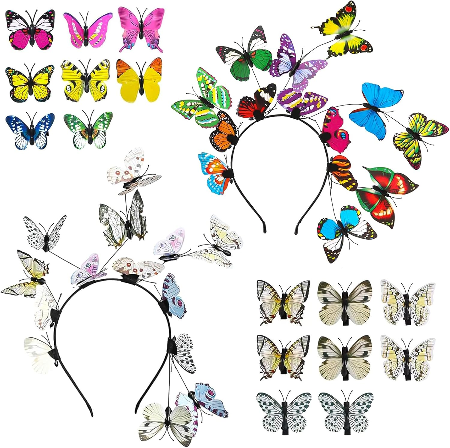 XTUDOU&reg; Women'S Butterfly Headband, Butterfly Clip Headband, for Butterfly Cosplay, Bridal Butterfly Headband, Fancy Dress Costumes Accessories, Pack of 2