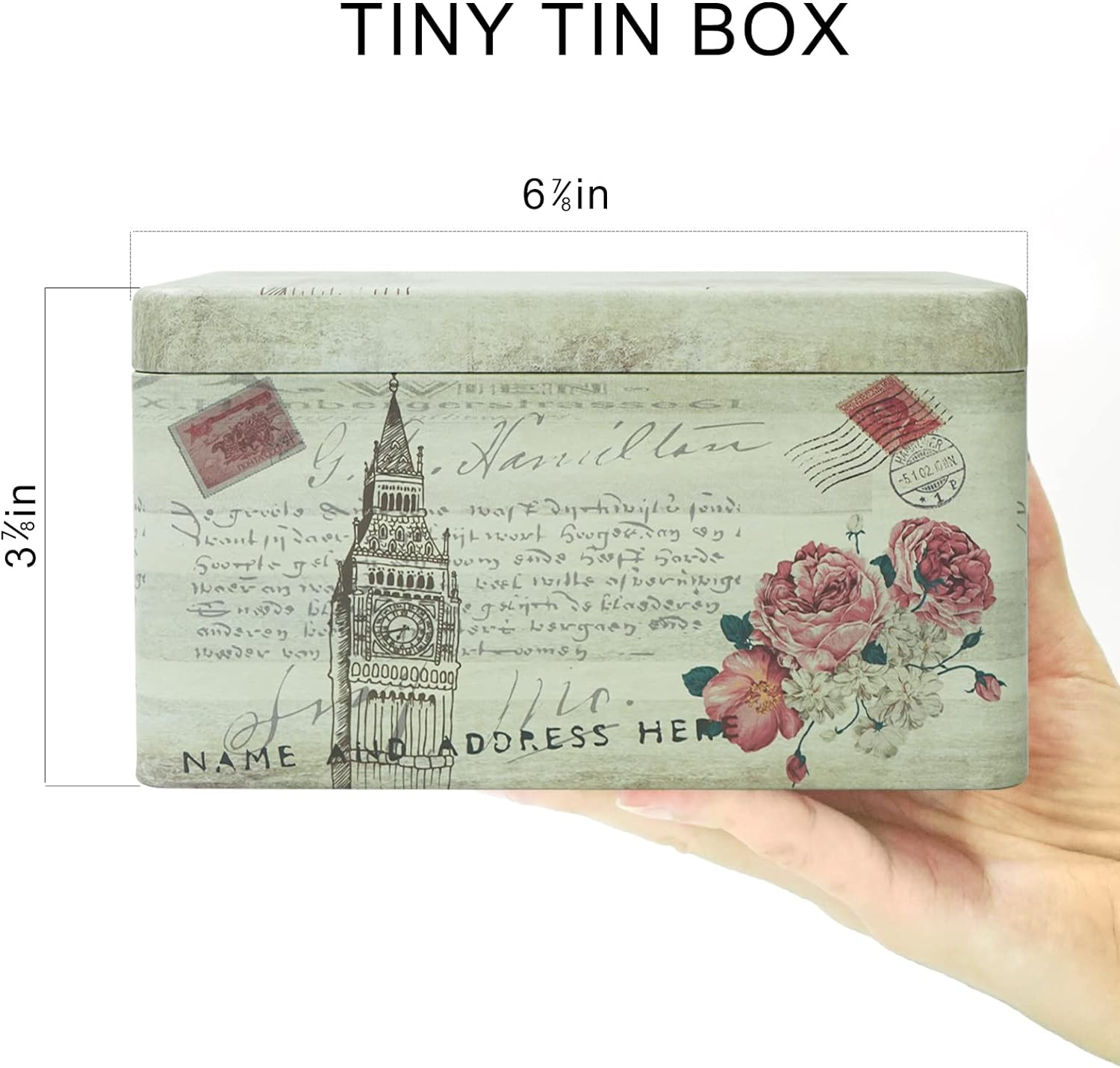 Dreamseden 2-Pack Small Storage Tin Box - Vintage US Flag, Green Sketching Metal Box Set - Decorative Mini Treasure Containers for Candy, Jewelry, Keepsakes - Home Decoration Gift Collection image number 5