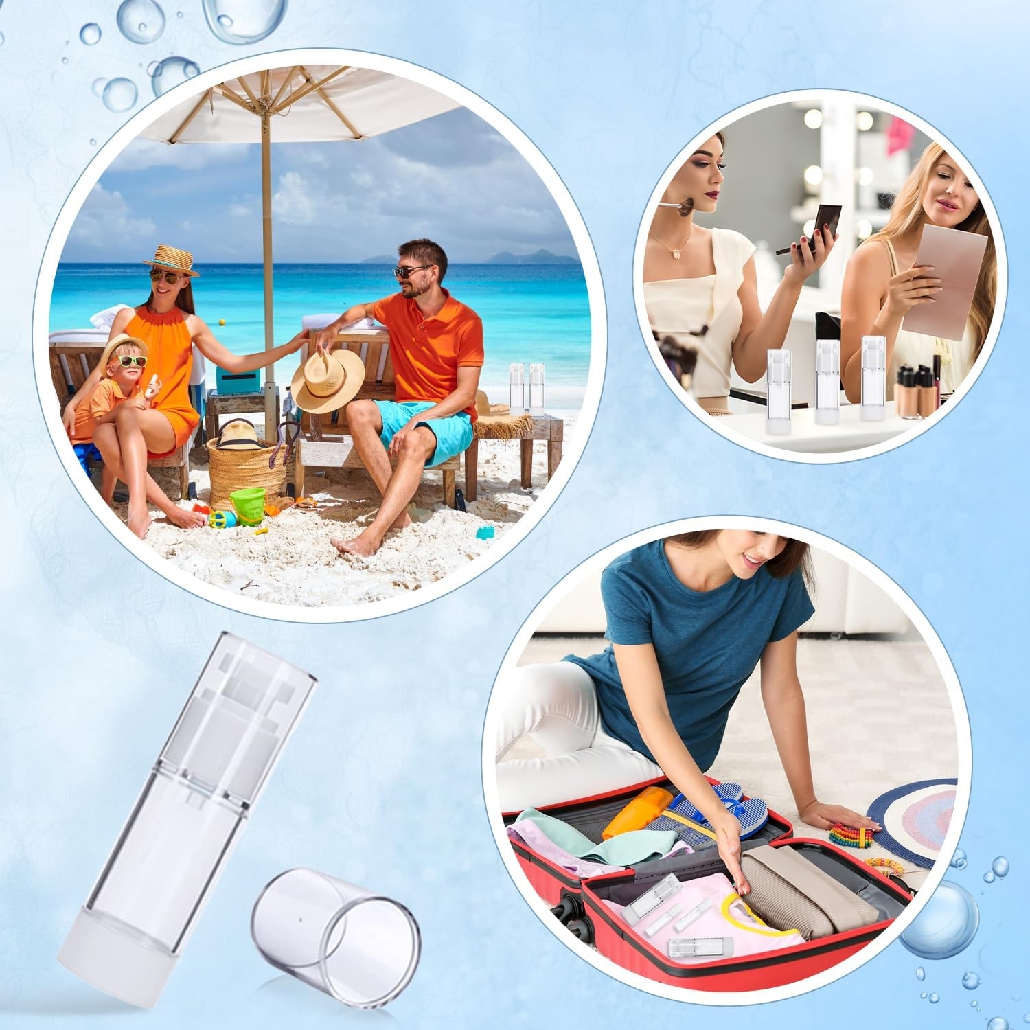 TORMEN 8-Piece Airless Pump Bottle Set,Cosmetic Containers,Lotion Bottles,Spray Bottles- Travel Size, Refillable Vacuum Cosmetic Bottles for Lotion, Liquid,Cream,Toiletries,Skincare & Beauty Products image number 4