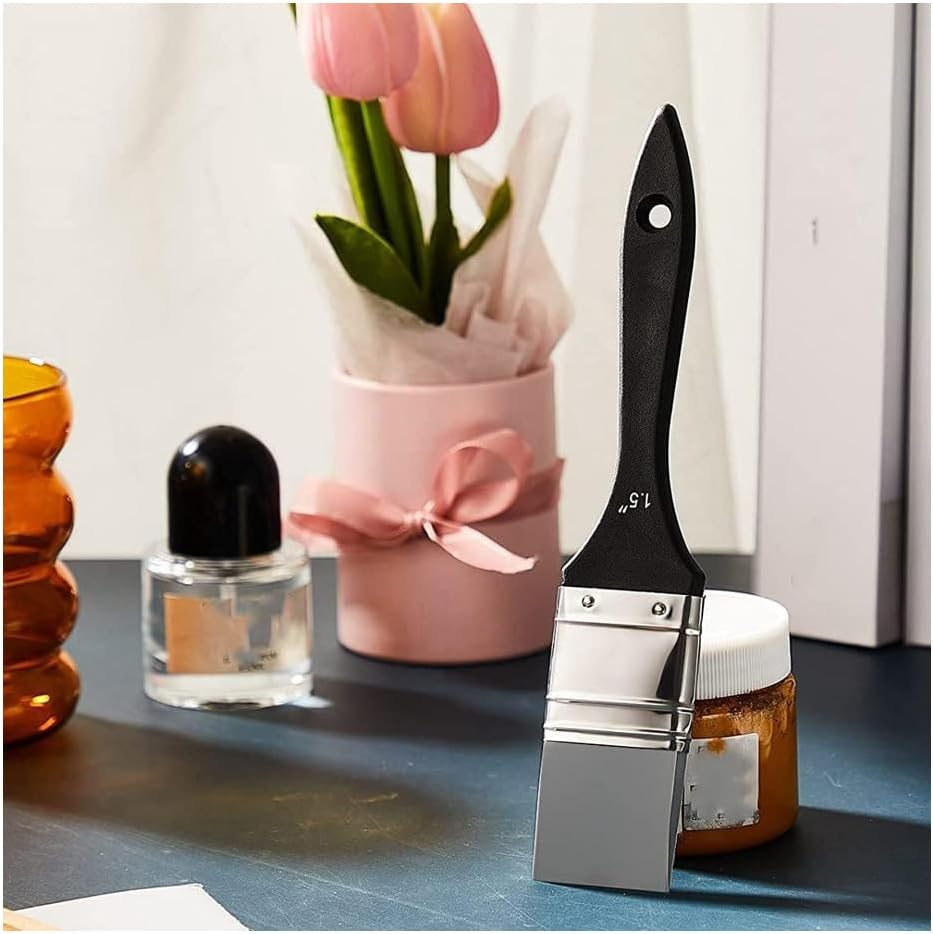 Pichcppo 2Pcs Silicone Paint Brushes, Sturdy Flat Silicone Paint Brush, Flexible, Wide & Narrow, for Acrylic Paints, Grey image number 4