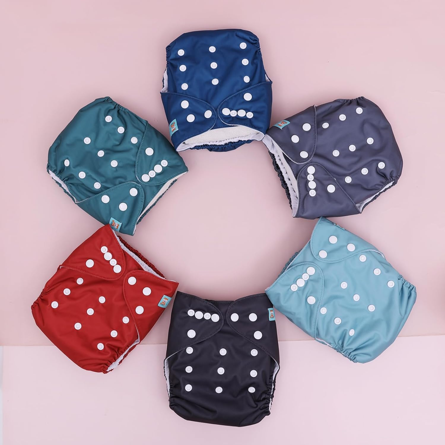 ALVABABY 6 Packs with 12 Inserts Cloth Diaper One Size Adjustable Washable Reusable for Baby Girls and Boys 6BM107-AU image number 5