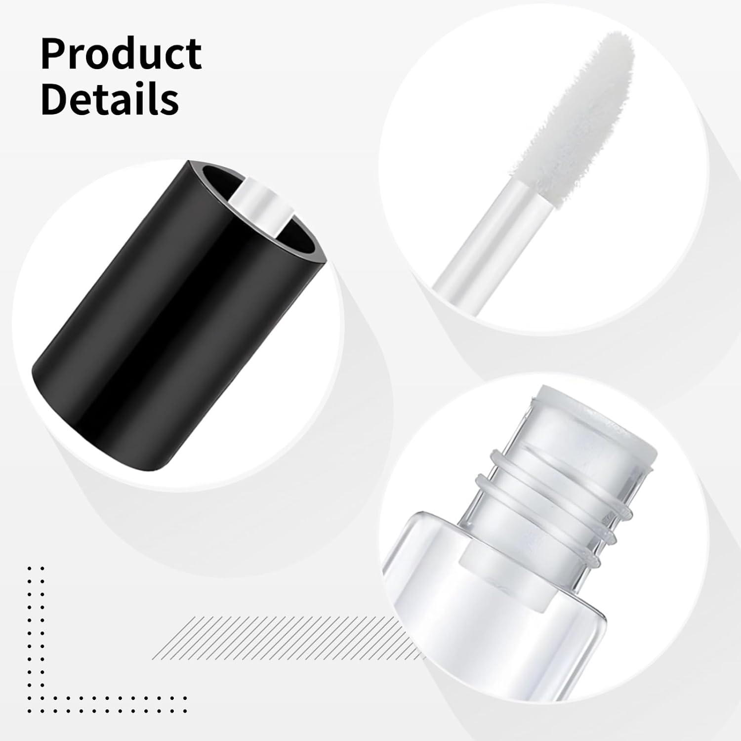 YOFAPA 50 Pieces Mini Clear Lip Gloss Containers, 1.2Ml/0.04Oz Empty Cosmetic Sample Tubes, Portable Travel Size Lip Oil Bottles with Soft Brush and Leakproof Design image number 2