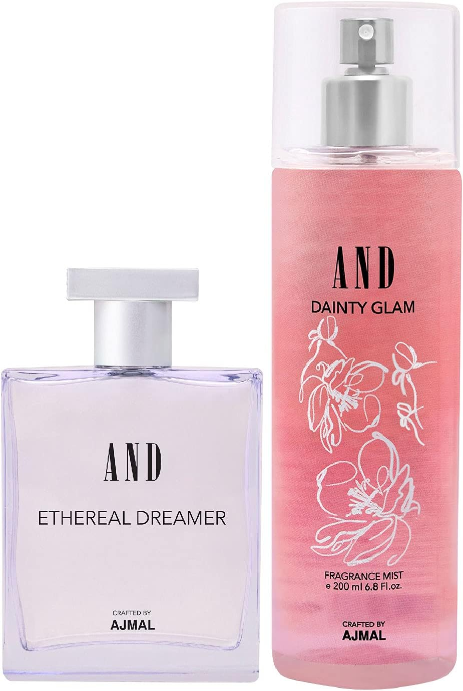AND Ethereal Dreamer Eau De Parfum 50ML & Dainty Glam Body Mist 200ML Pack of 2 for Women Crafted by Ajmal + 2 Parfum Testers