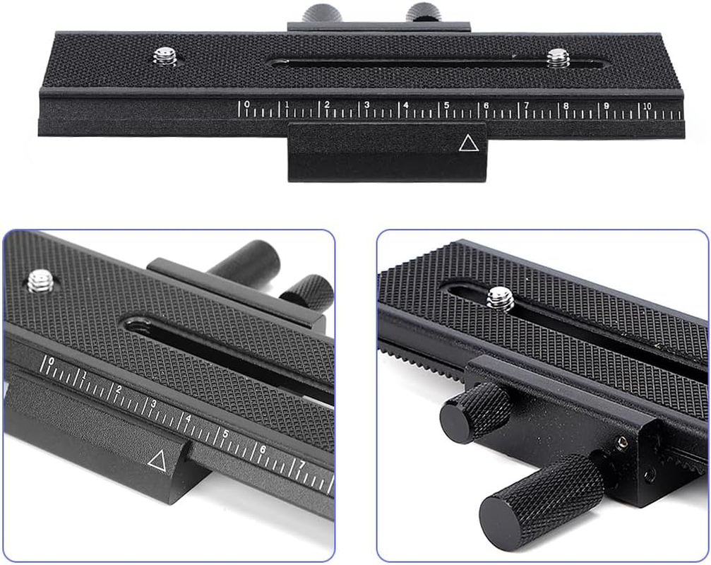 Joyzan Macro Focusing Rail Slider, 2 Way Shot Focus Mount Camera Flash Support Bracket Holder Photography Closeup Shooting Plate 1/4" Quick Screw Release Precision Scale Mirrorless Position DSLR
