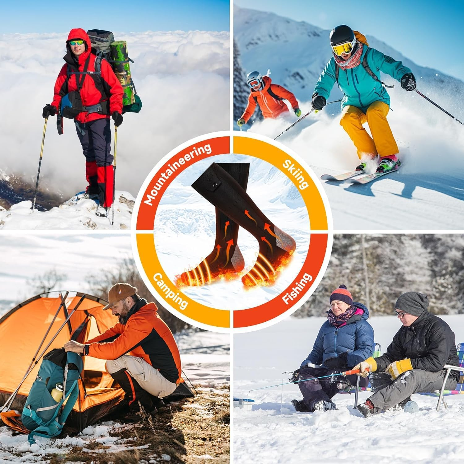 Heated Sock for Men Women, Rechargeable 6000Mah*2 Battery Electric Socks with APP Control, Laundry Bag,Washable Thermal Socks for Winter Outdoor Skiing Fishing Camping Hiking Hunting Cycling image number 3