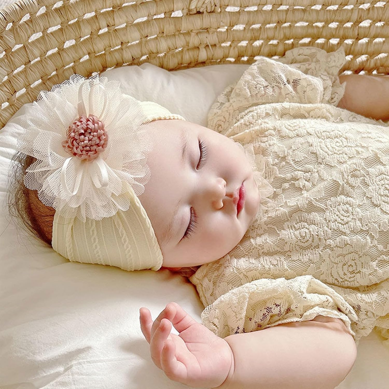 Baby Flower Headbands, 3 Pcs Cute Nylon Elastic Hairbands Set, Soft and Comfortable, Baby Fashion Hair Accessories for Newborn Infant Toddler image number 2