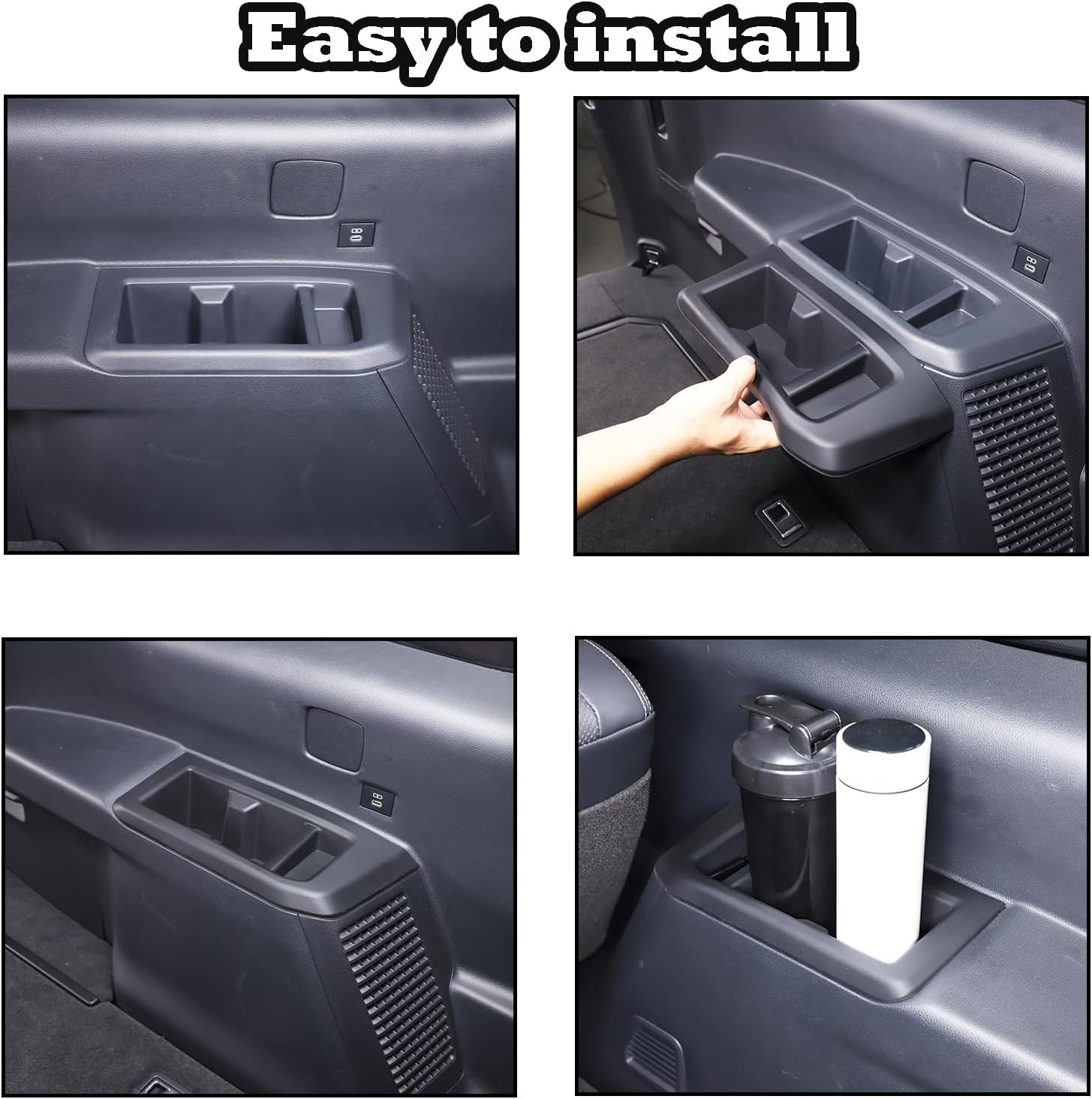 Car Third Row Cup Holder Compatible with Toyota Land Cruiser 250 Prado J250 LC250 2024 2025 Accessories, Third Row Door Armrest Drink Water Cup Holder Insert, (Low Version) image number 3