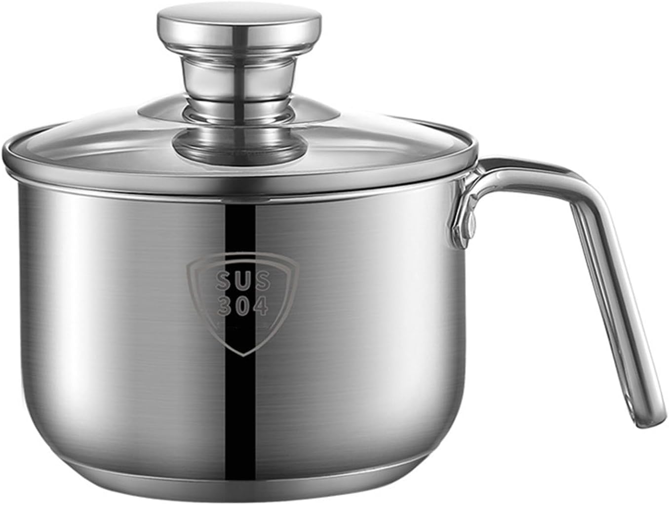 Omabeta Pack of 1 Stainless Steel Sauce Pan with Glass Lid and Handle, 16Cm Stainless Steel Cooking Pot for 1-2 Person, Thickened Base for Even Heating, Ideal for Home Kitchen and Camping Use image number 1