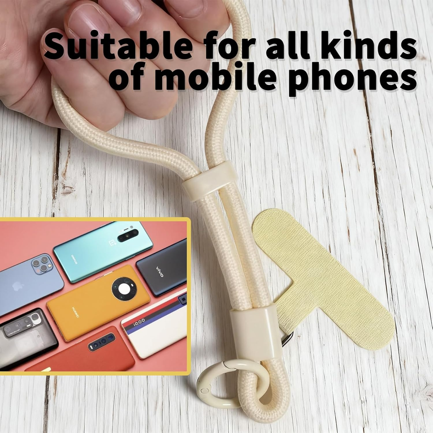 3Pcs Phone Lanyard, Adjustable Self-Locking Phone Wrist Strap Anti-Theft, Phone Strap, Water Cup Keychain Pendant, Short Wrist Rope Phone Chain with Spacer image number 2