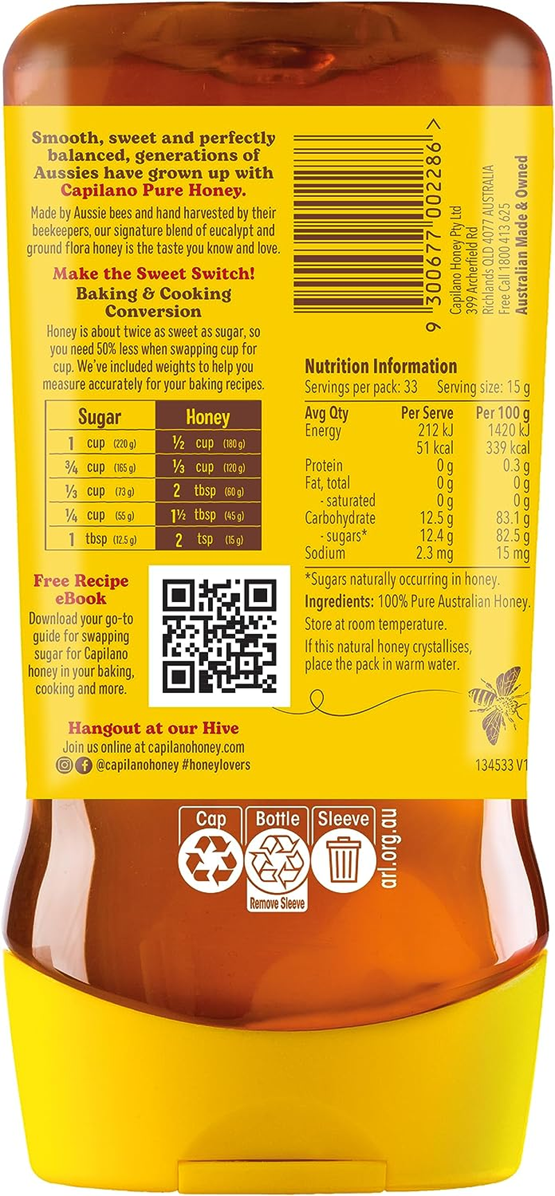 Capilano 100% Pure Australian, Premium, Easy-Pour Squeeze Bottle, 500G image number 3