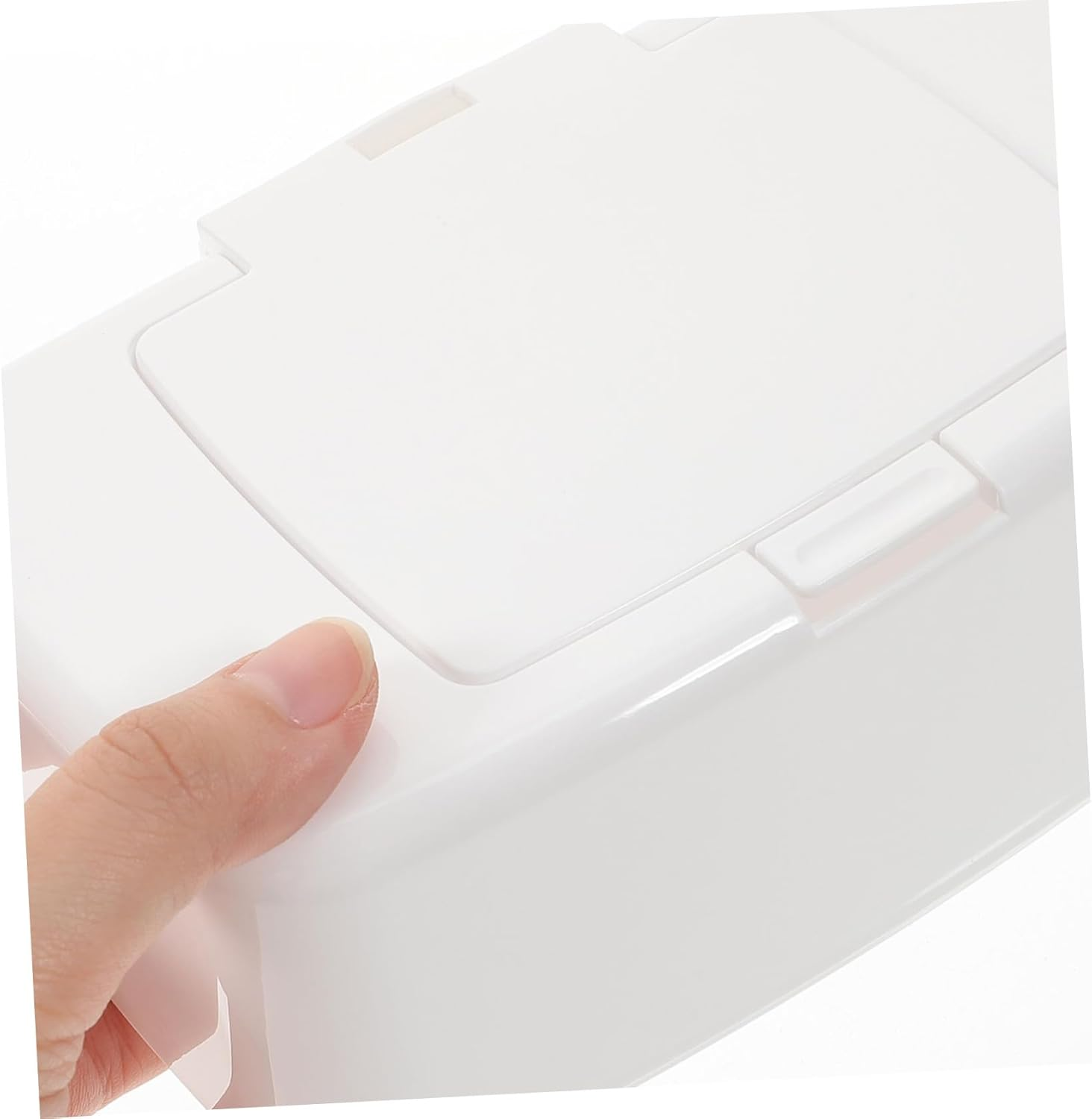 Portable Refillable Wipes Dispenser Box Lid White Plastic Household Travel Storage Organizer for Car and Desktop Use image number 3