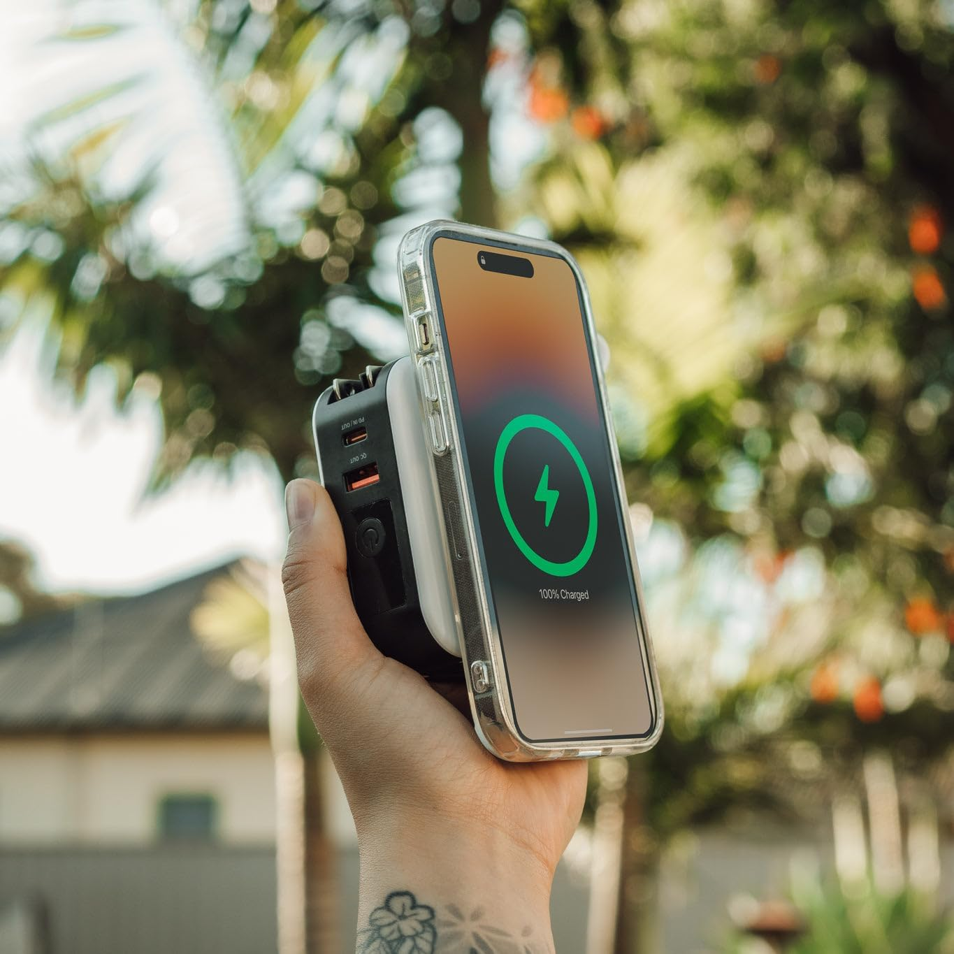 10000Mah 20W Universal 4 in 1 Travel Power Bank Wireless - for Magsafe Battery Pack, Power Pack with Built in Cable - Portable Fast Charging Adapter for Iphone 15/14/13/12 Series, Samsung (White) image number 1