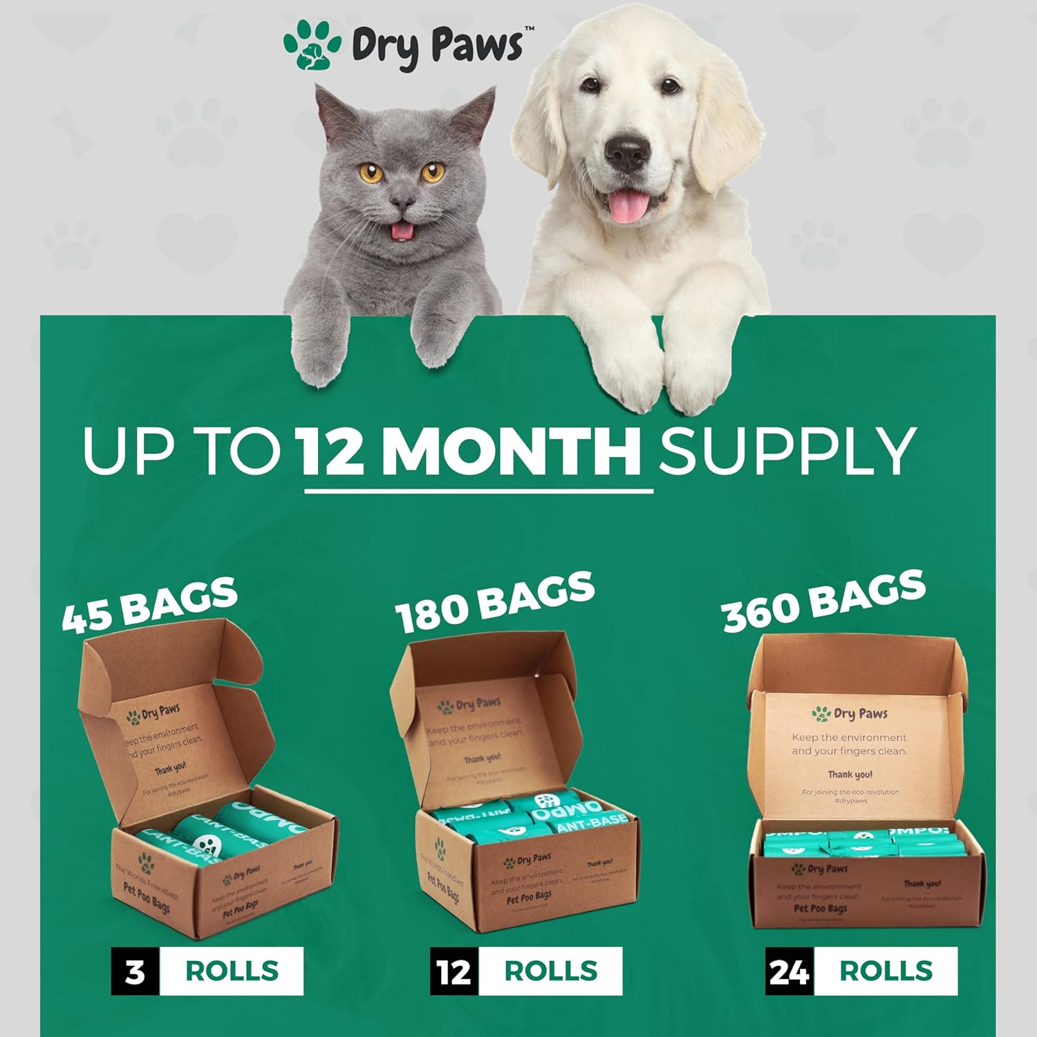 Dog Poop Bags Rolls - Triple-Layer, Extra-Thick & Leakproof Pet Waste Bags - Durable Poop Bags for Dogs with Easy-Tear Design - Mess-Free Cleanup - 360 Counts, Green image number 5