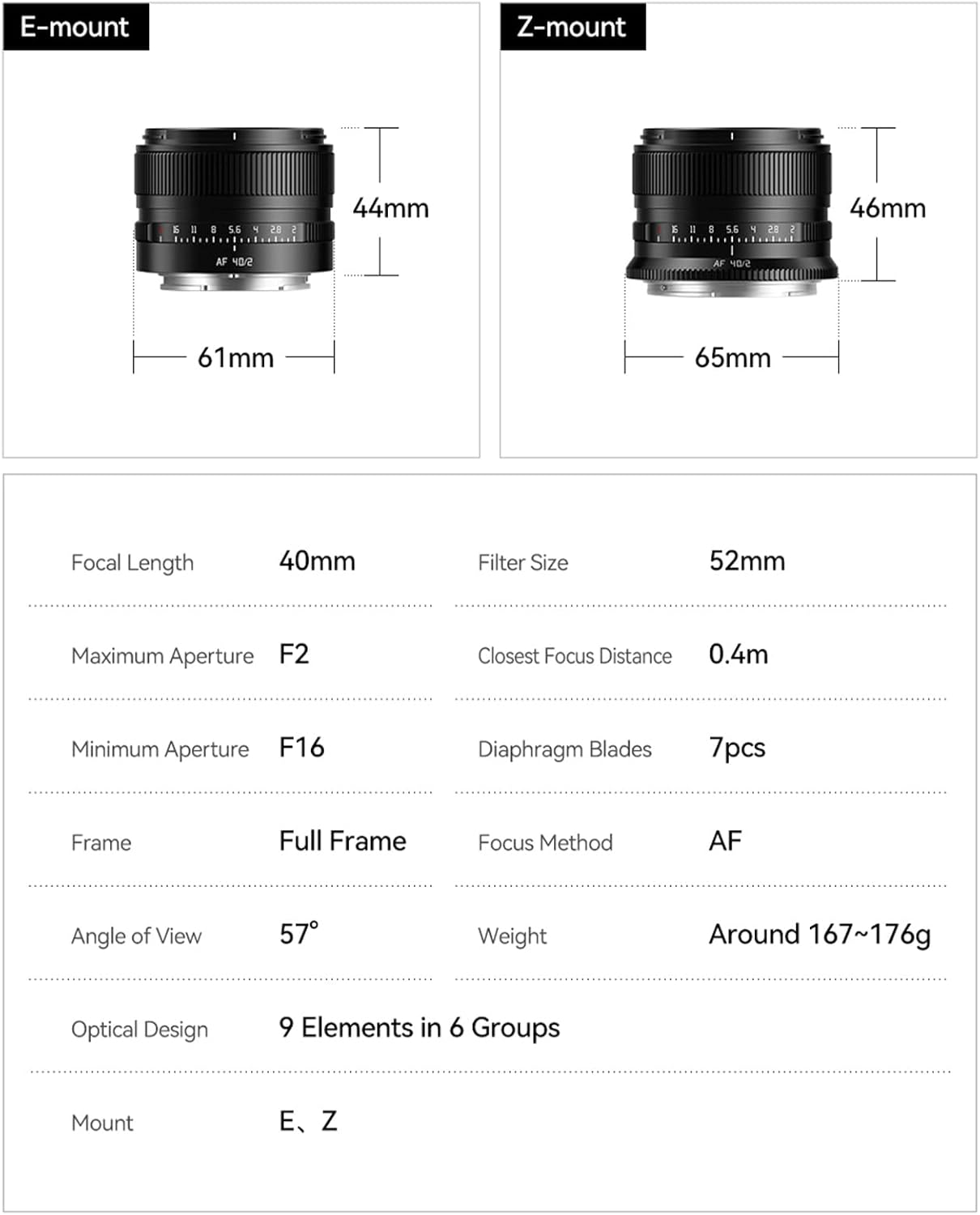 TTARTISAN AF 40Mm F2 FE Full Frame E Mount Lens, Compact Lightweight Auto Focus Cameras Lens Compatible with Sony E Mount Cameras (Black) image number 4