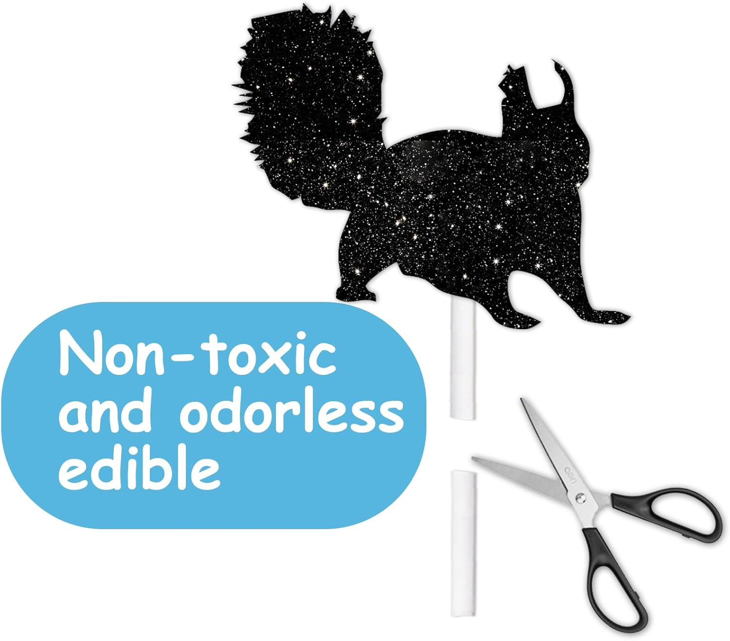 18Pcs Black Silhouette Glitter Squirrel Dessert Cupcake Topper Pick for Forest Animal Theme Decor Supplies Baby Shower Boys Girls Happy Birthday Party Decorations image number 2