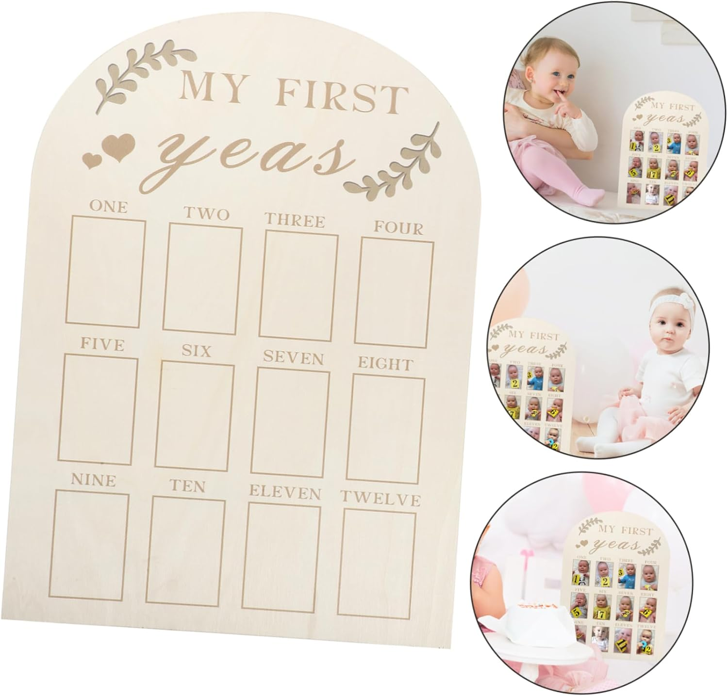 Wooden Keepsake Photo Frame for Newborn Months Milestone First Year Nursery Decoration Easy to Use Picture Frame Families