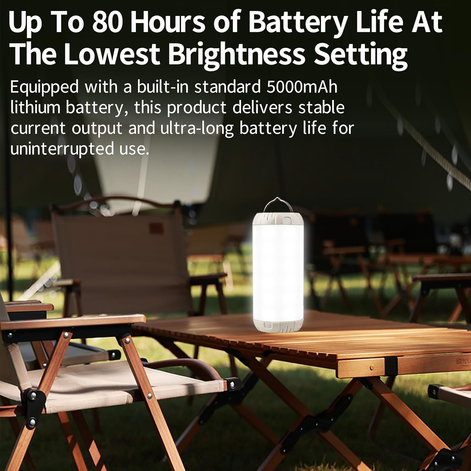 Rechargeable Camping Lantern, 1200 Lumens Ultra Bright Portable LED Lantern, up to 80 Hours Runtime, IP68 Waterproof, 3 Light Modes + SOS Emergency Light for Power Outages, Hiking, Hurricane