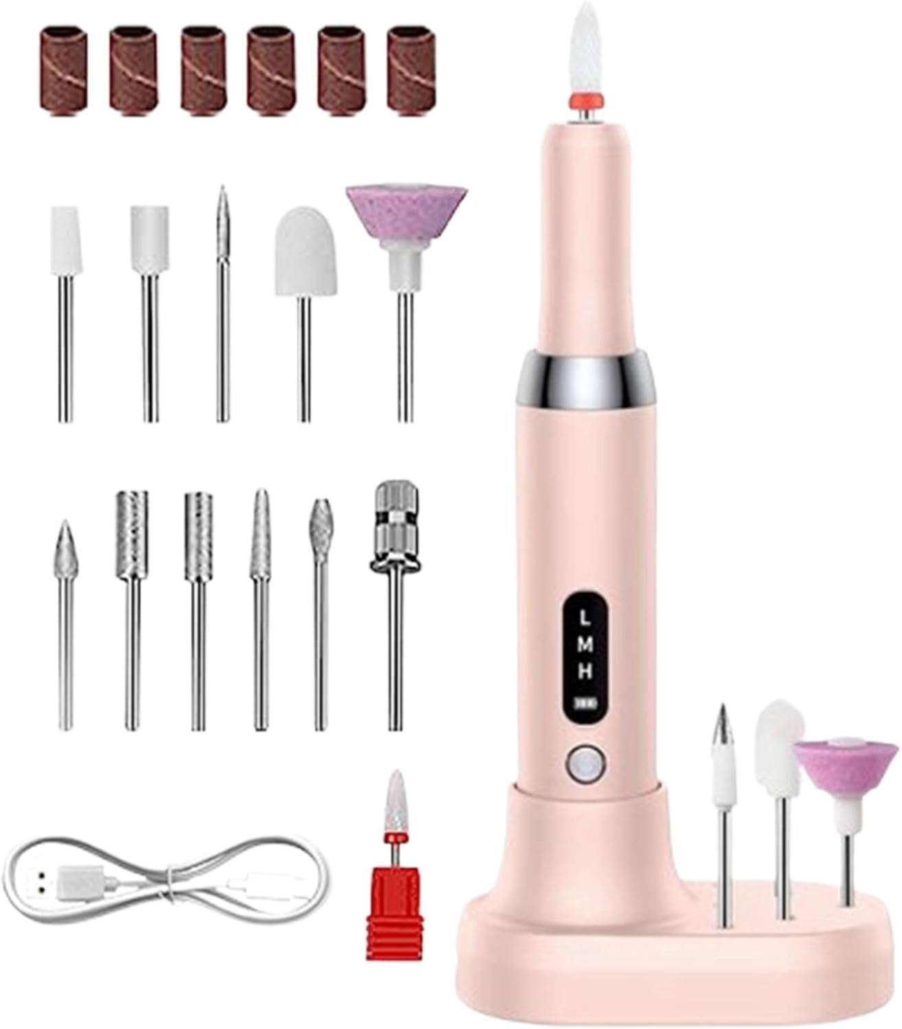 Electric Nail File - Professional Cordless Nail Drill, Adjustable Speed Nail Grinder | Rechargeable Nail Drill Machine with 12 Bits, Portable Manicure Tool for Acrylic, Gel & Natural Nails at Home