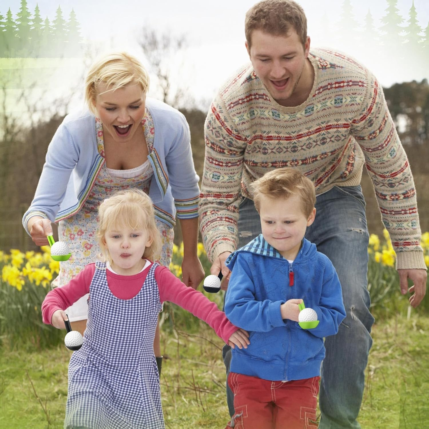 Pullcrease 12 Pack Golf Theme Party Spoon Relay Race Toy Set for Teens Adults, Mini Foam Golf Ball and Spoon Race Game for Sports School Birthday Party Indoor Outdoor Supplies Favors image number 3