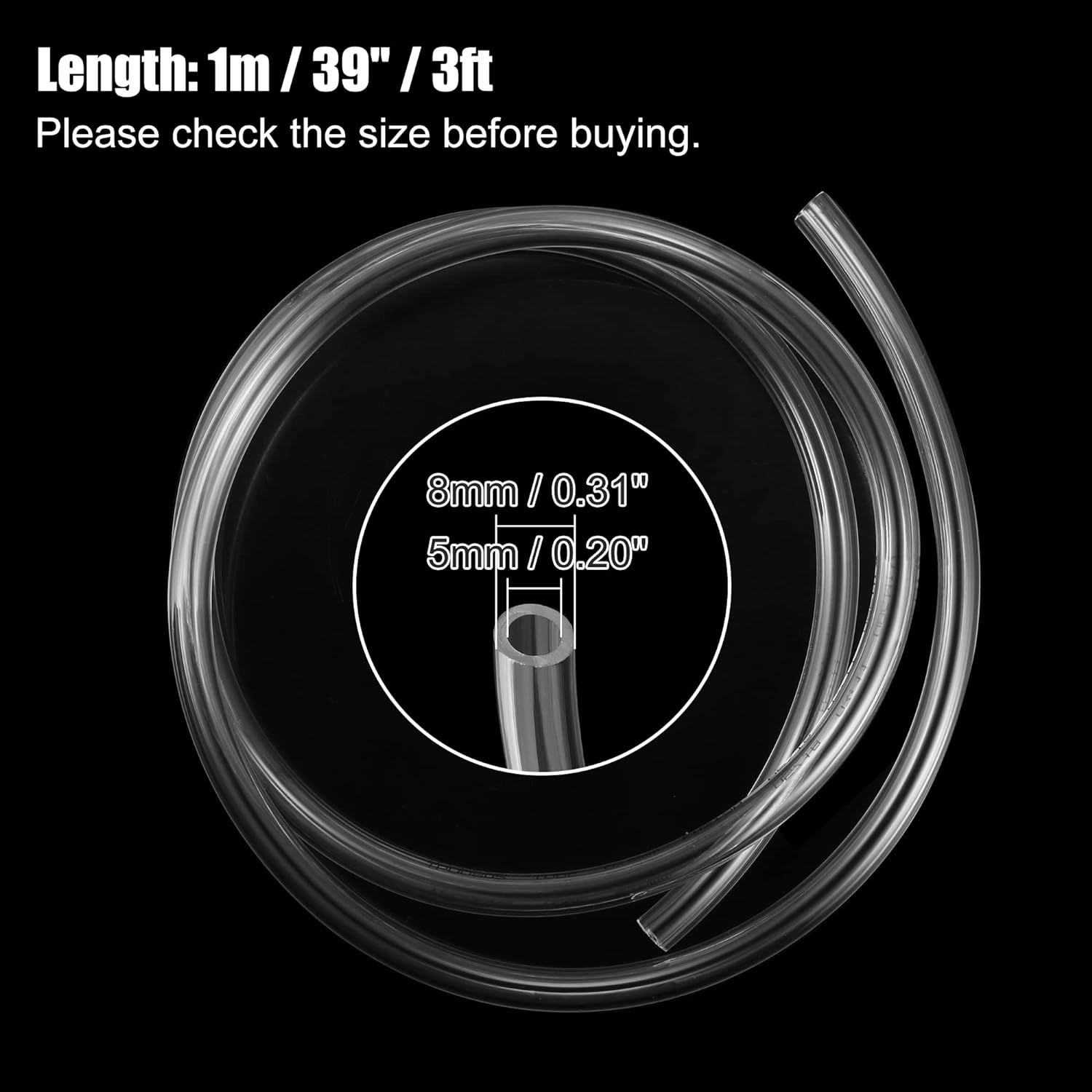 X AUTOHAUX 0.31''X39'' 8Mm X 1M Tubing Carburetor Fuel Vent Line Universal Gas Line Petrol Hose Tube for ATV Dirt Bike Go Kart Moped Pocket Bike Scooter Clear - Clear image number 5