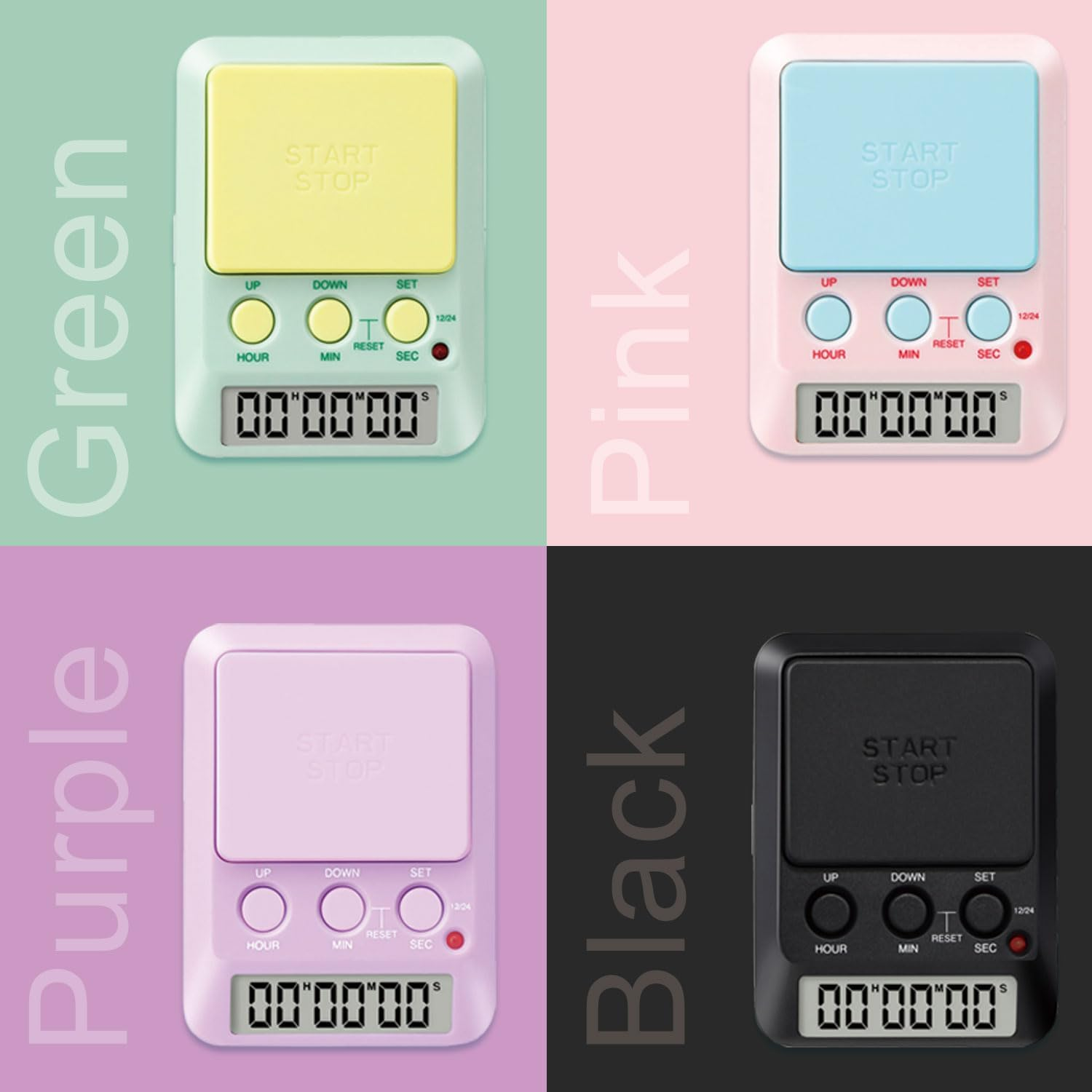 Dretec Learning Timer, for Studying, Large Button, Count Function until the Target Date, Green, Yellow, Officially Tested in Japan(1 Starter AAA Battery Included) Functions