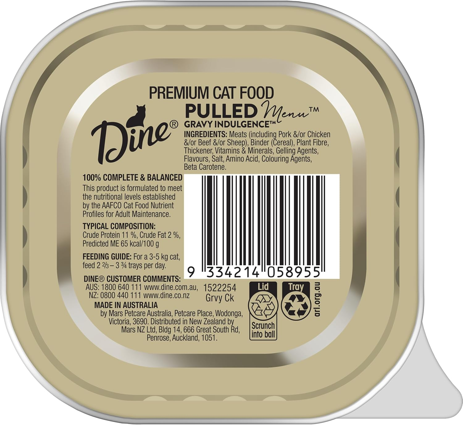 Dine Pulled Menu Wet Cat Food Gravy Indulgence Chicken 85G Tray, 42 Pack