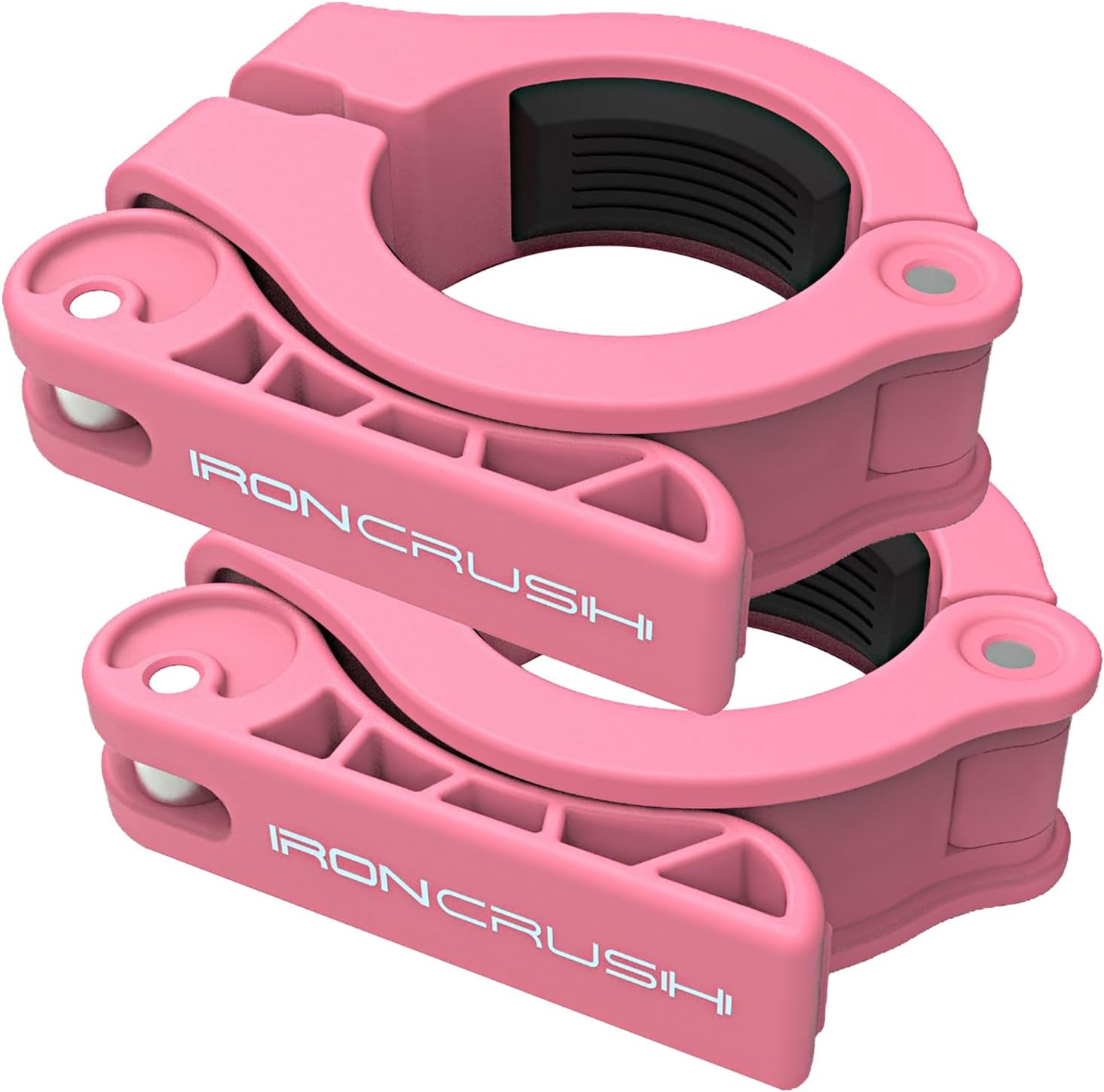 Iron Crush Olympic Barbell Clips - Adjustable & Slim Gym Clamps for Maximum Weight Capacity - Quick Release Barbell Collar Bar Locks for Weight Lifting Fitness Training (Blue)