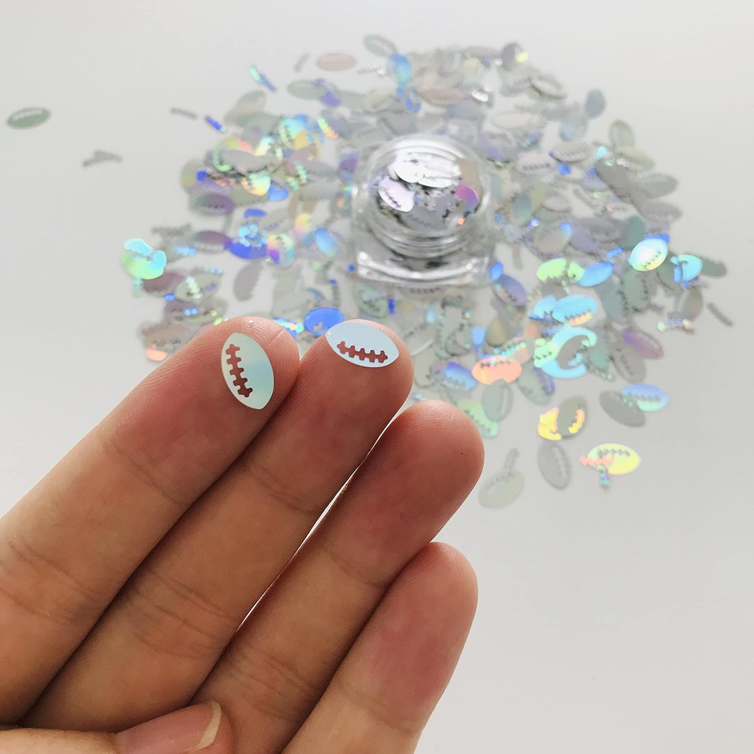 10 Grams/Pack - Sliver Holographic Football Rugby Ball Shape Glitter - Festival Rave Beauty Makeup Face Body Nail Art Decoration LB100 image number 5