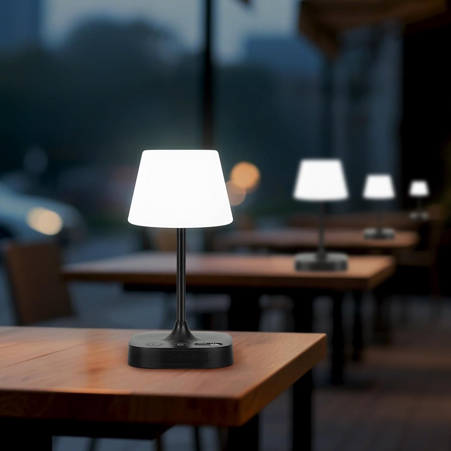 Webcem Rechargeable Table Lamp 8000Mah, IP65 Waterproof Shower Lamp, Cordless Battery Operated Bedside Lamp, 3 Colors & 5 Brightness Dimmable LED Display Portable Touch Lamp for Bathroom, Outdoor image number 3