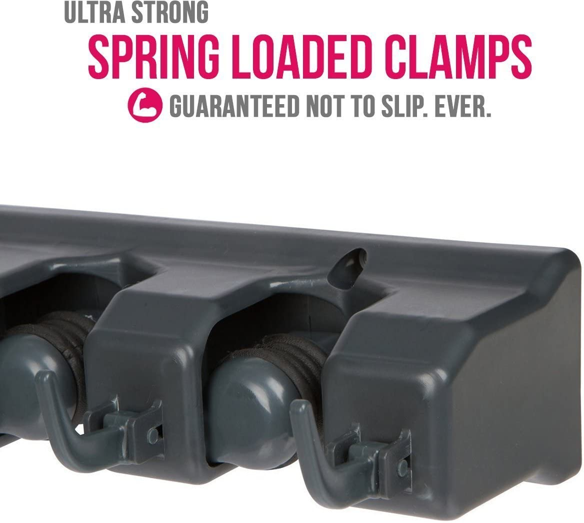 Berry Ave Broom Holder & Wall Mount Garden Tool Organizer - Home Laundry Room, Kitchen, Closet, Shed, Garage Organization and Storage Utility Rack - 5 Slots & 6 Hooks -Rake, Shovel, Mop Hanger (Black) image number 3