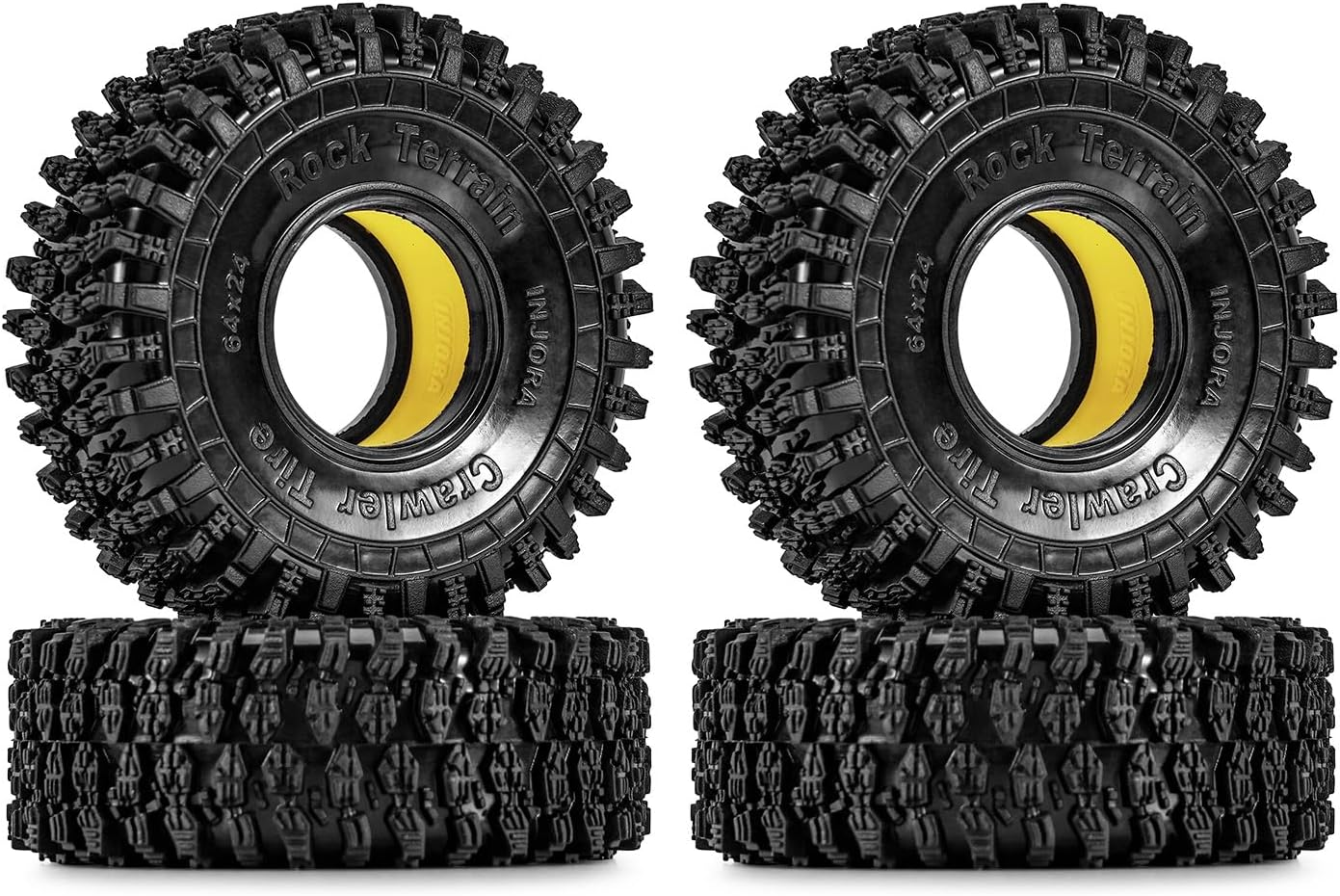 INJORA 1.0 Silicone Rubber Inserts and S5 Rock Terrain Crawler Tires for TRX4M SCX24 1/18 1/24 RC Crawler Car Upgrade image number 1