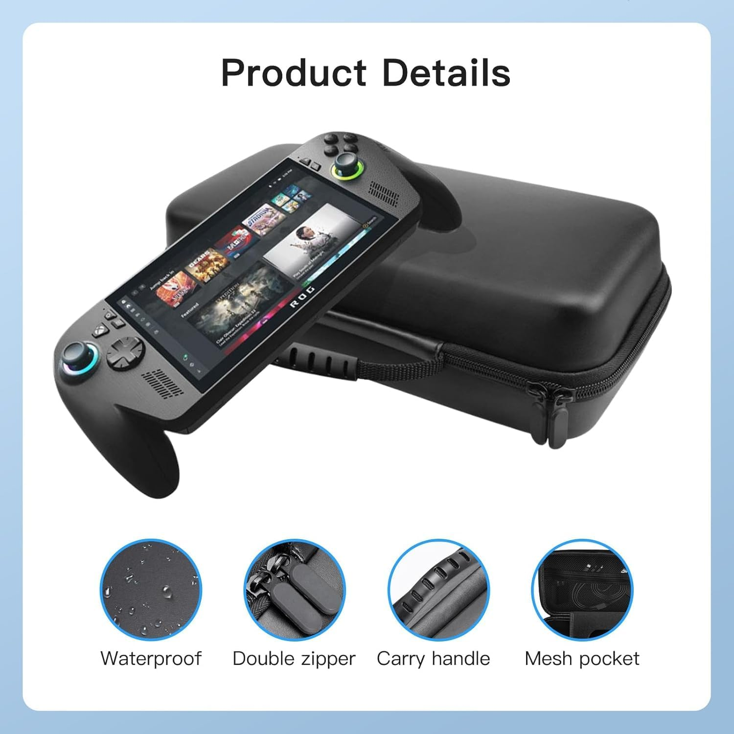 T Tersely Carrying Case for Rog Xbox Ally / Rog Xbox Ally X 2025, Anti-Scratch Shockproof Protective Hard Portable Travel Bag Cover Shell Pouch Mesh Pockets for Accessories image number 1