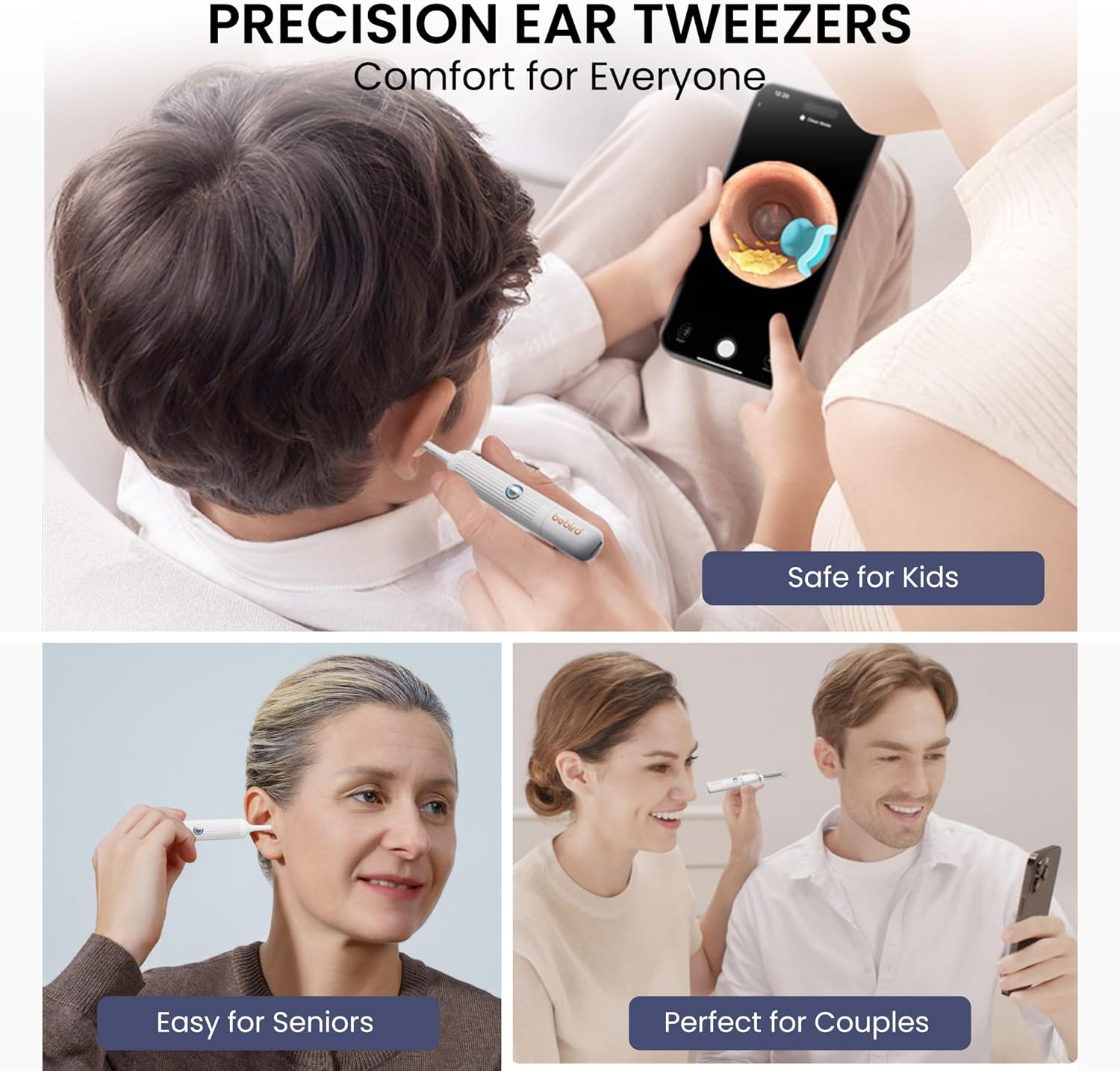 Bebird Earwax Remover, Earsight plus Otoscope,Flexible Ear Scope Otoscope Camera Light 1920P Hd,Ear Cleaner with Portable Case for Adults,Kids,Ios,Android（White） image number 5