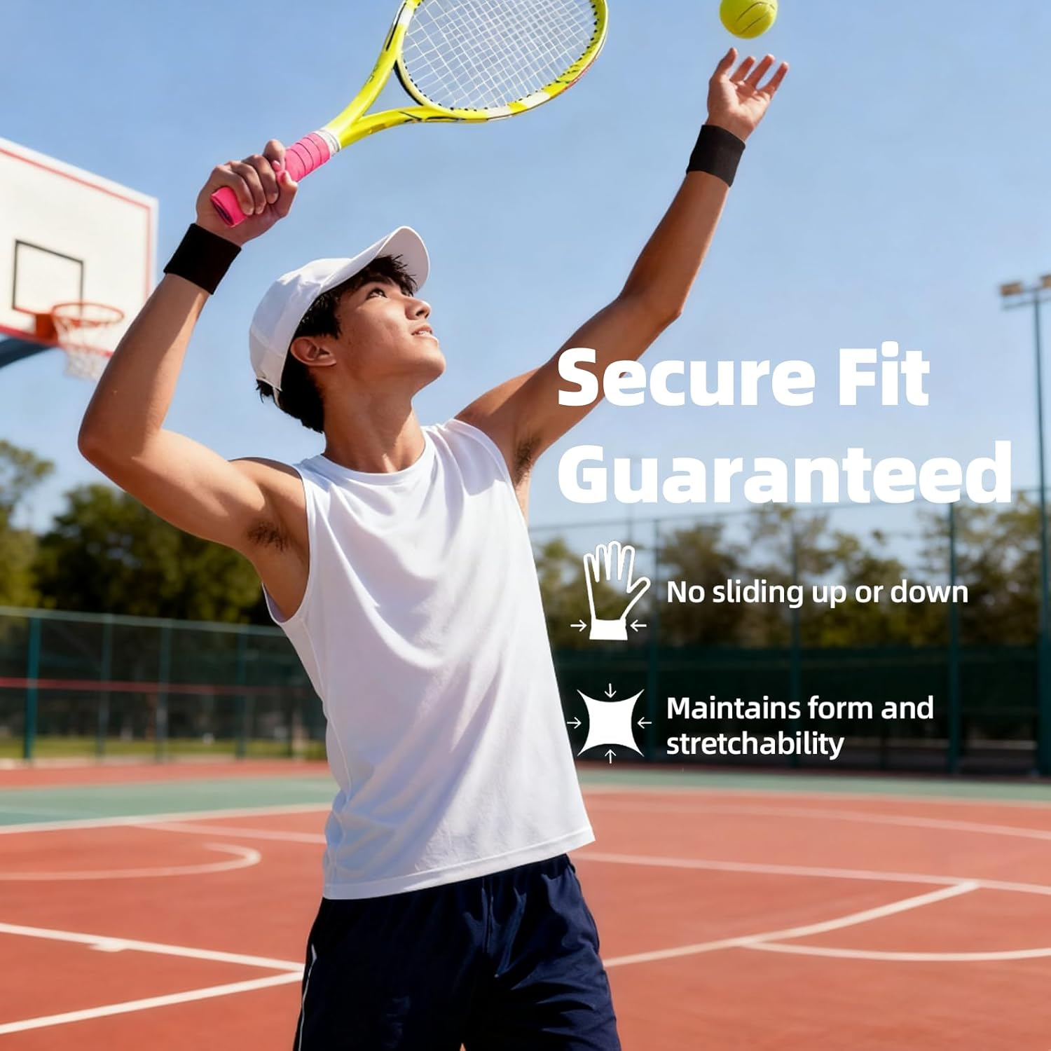 ONBPIY Sports Wristbands 1 Pairs Sweat Absorbing Wrist Bands for Men Women Gym Tennis Basketball Running Workout image number 3