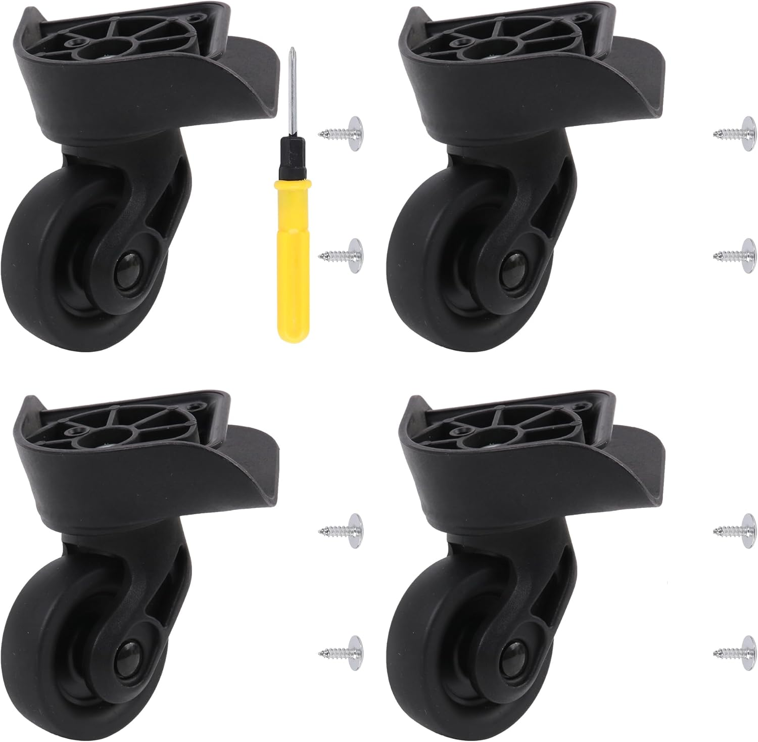 BQLZR Left Travel Luggage Mute Wheel Black W237 W/Dual-Purpose Screwdriver Pack of 4 image number 4