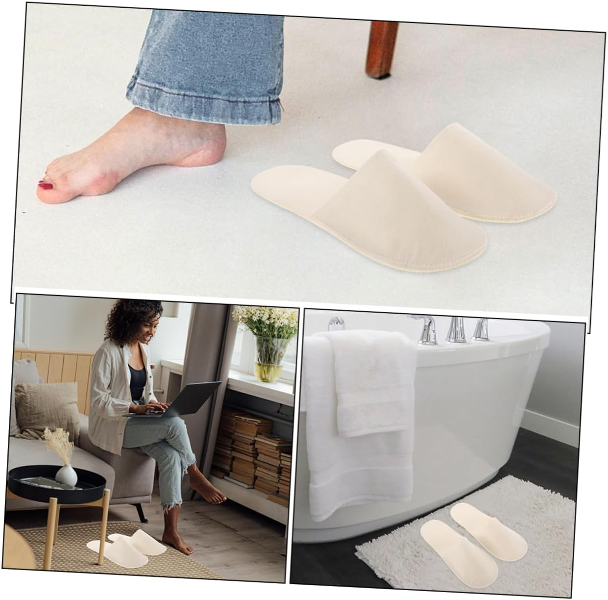 WOFASHPURET 2Pairs Disposable Hotel Supplies Bridesmaid Slippers Washable Summer Slippers image number 6